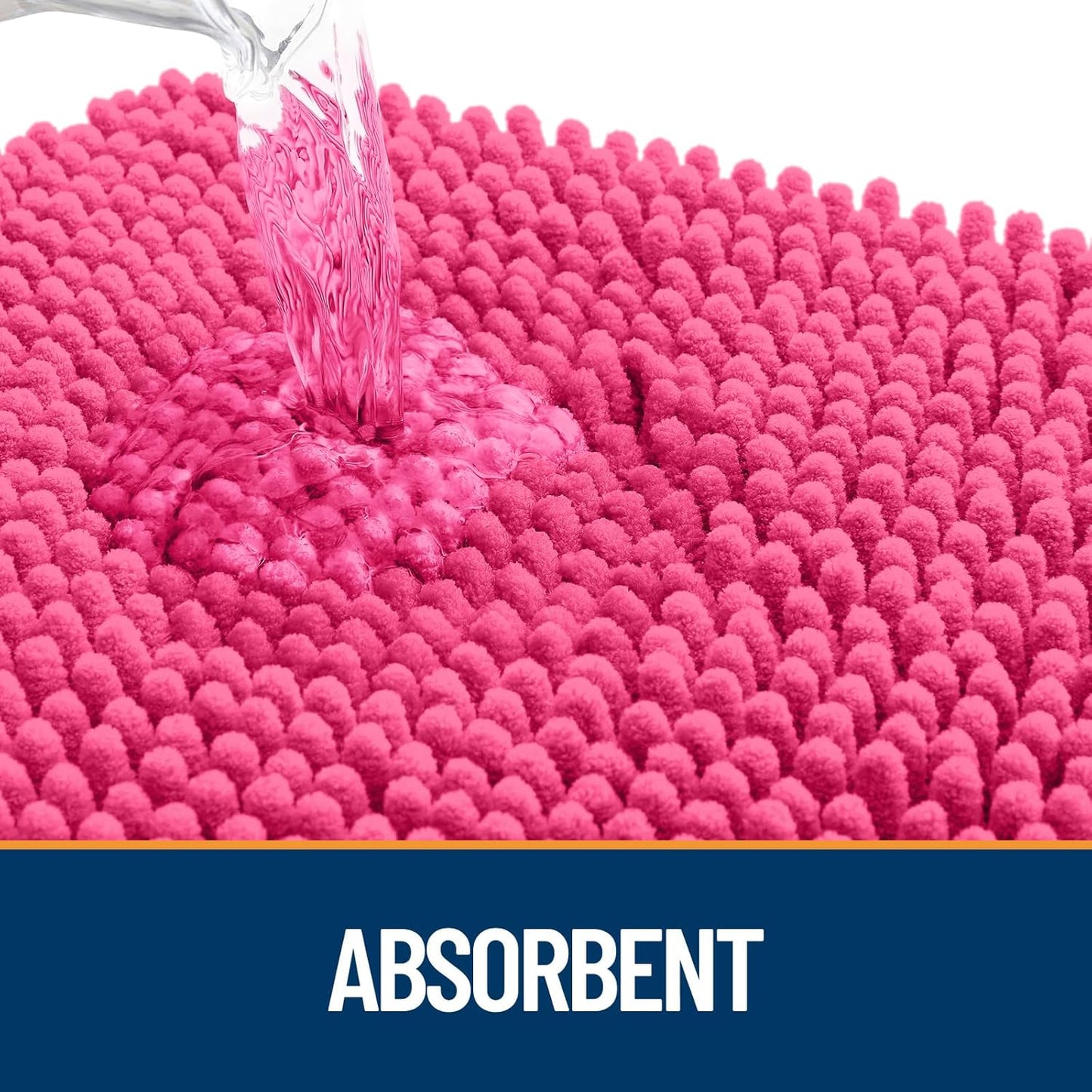 OLANLY Dog Door Mat for Muddy Paws 30x20, Absorbs Moisture and Dirt, Absorbent Non-Slip Washable Doormat, Quick Dry Chenille Mud Mat for Dogs, Entry Indoor Entryway Carpet for Inside Floor, Hot Pink