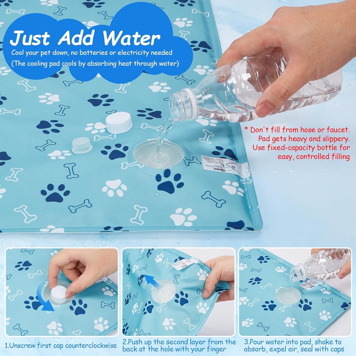 Ownpets Dog Cooling Mat, Large 39 x 23 Inch Thick and Waterproof Cooling Pad for Summer, Water-Filled Pet Mat for Large Dogs, Leakproof Design for Crate, Bed, Sofa, Floor and Car Seat