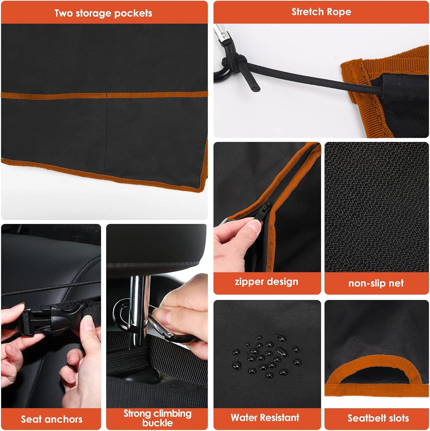 njnj Dog Car Seat Cover for Back Seat - Waterproof Dog Half Hammock for Cars,Scratchproof Pet Backseat Protector,Perdurable,Non-Slip Booster Seat for Small,Medium and Large Dogs