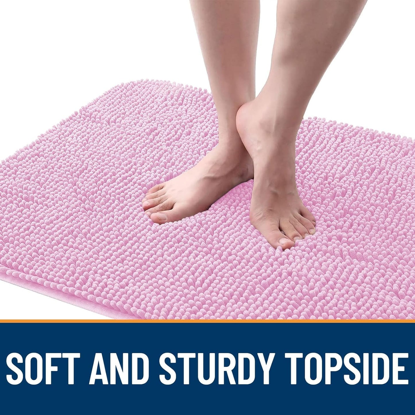 OLANLY Dog Door Mat for Muddy Paws 59x20, Absorbs Moisture and Dirt, Absorbent Non-Slip Washable Doormat, Quick Dry Chenille Mud Mat for Dogs, Entry Indoor Entryway Carpet for Inside Floor, Pink