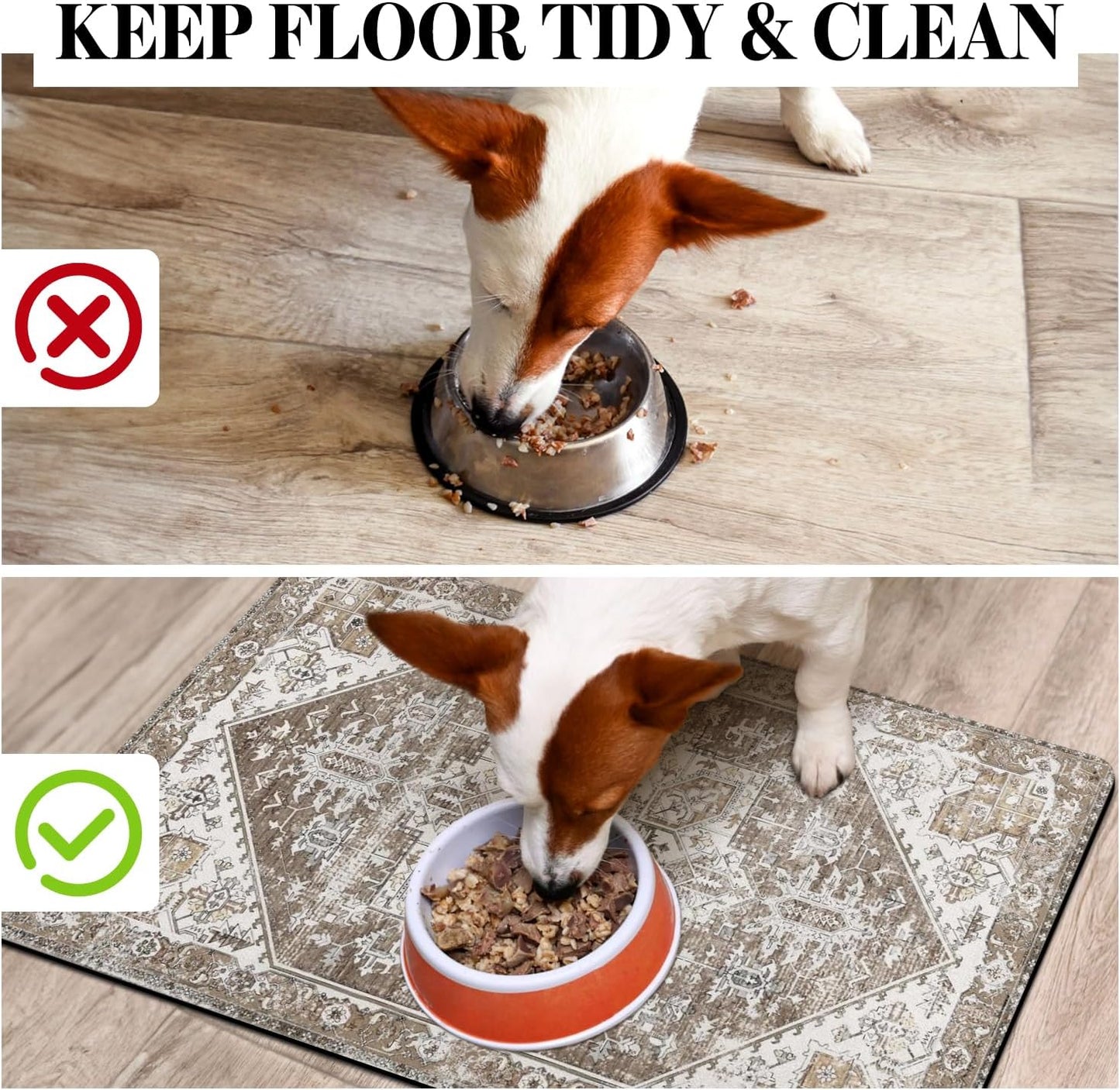 Dog Food Mats for Floors, Absorbent Dog Bowl Mat for Food and Water Dispenser Mat, Quick Dry Cat Food Mat Pet Supplies
