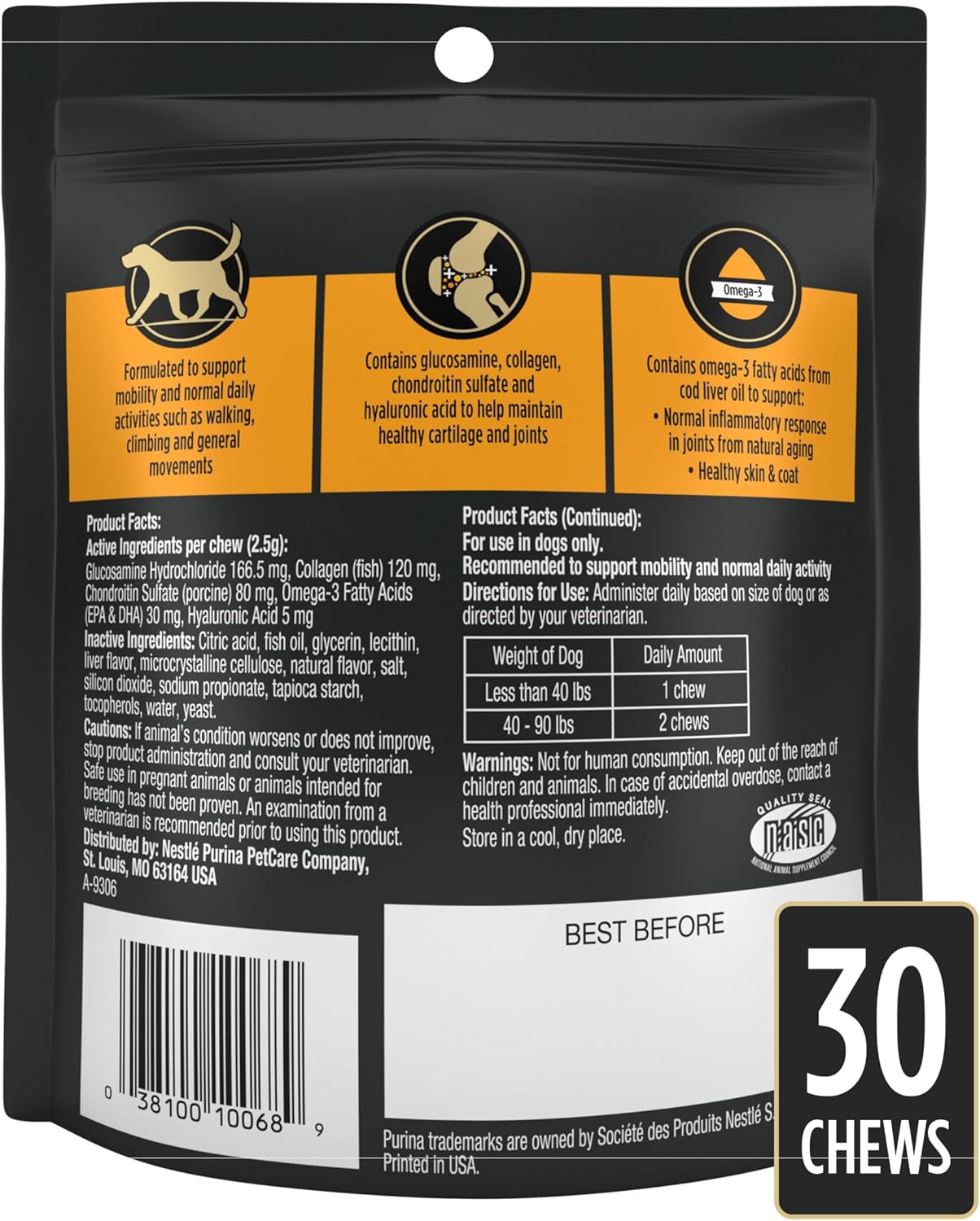 Purina Pro Plan Veterinary Joint Care Joint Supplement for Small Breed Dogs Hip and Joint Supplement - 2.65 oz. Pouch