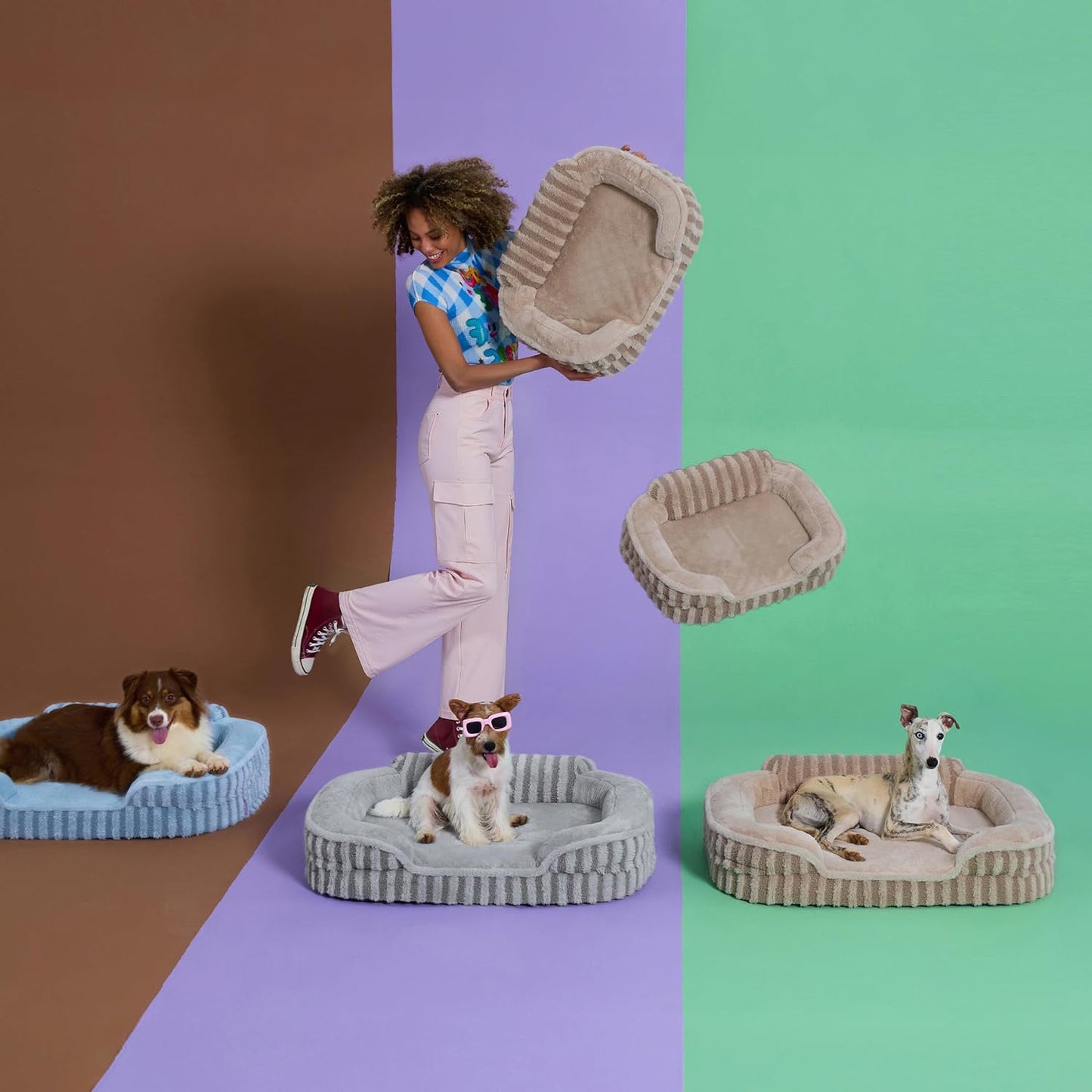 LE SURE Cute Dog Bed for Small Dogs, Orthopedic Waterproof Small Pet Beds with Sides, Non-Slip Bottom and Egg-Crate Foam Puppy Couch Sofa with Washable Removable Cover, Beige