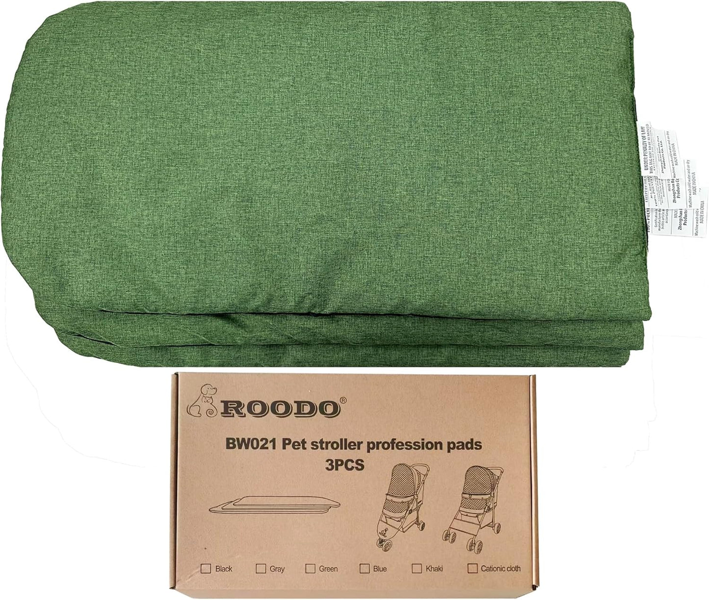 ROODO Pet Stroller Inner Pad for Exclusive Use,Original,Replaceable,Easy to Clean,Set of 3 pc(Green)