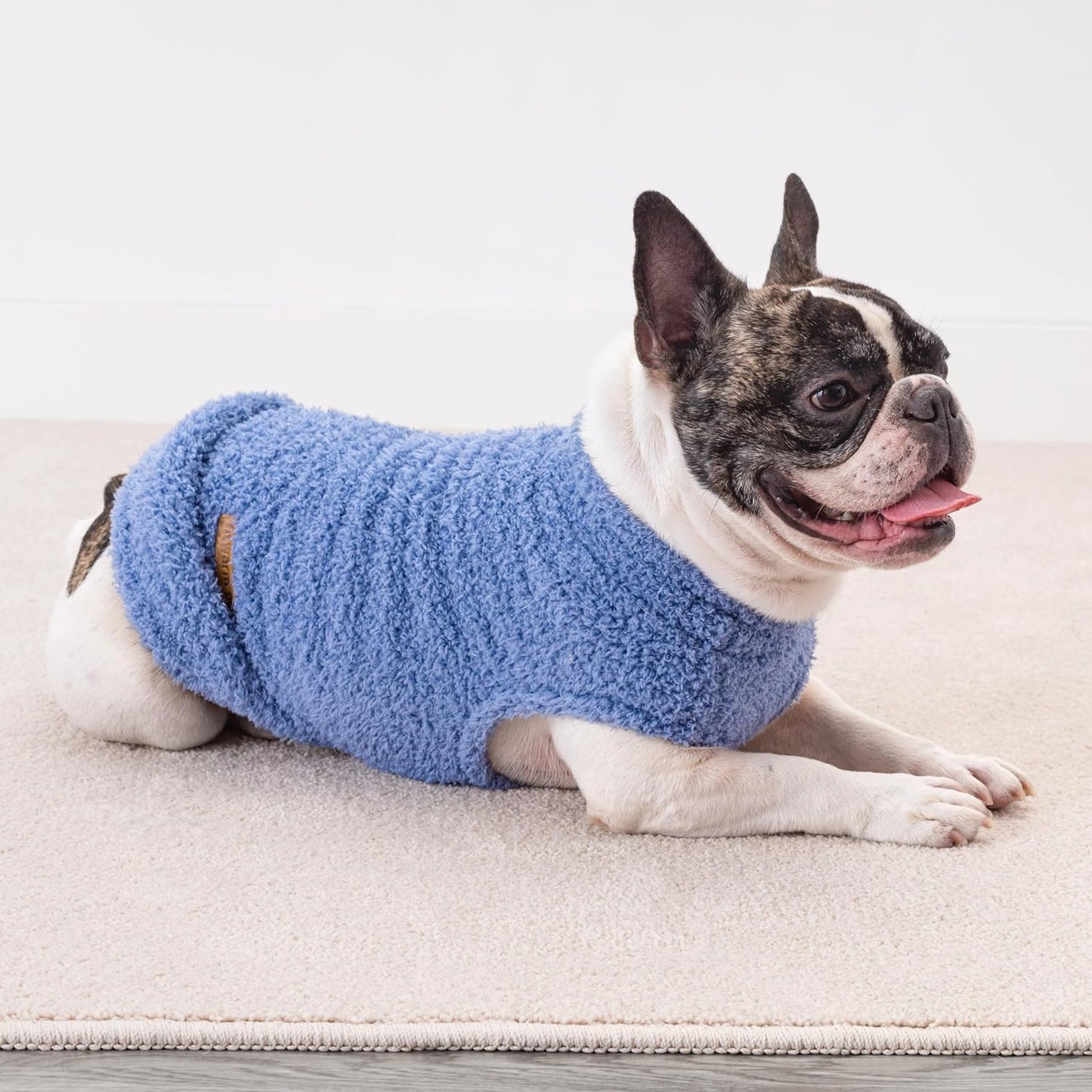 Fitwarm 2 Pack Striped Fleece Dog Sweater, Warm Winter Clothes for Small Dogs Boy Girl, Fuzzy Pet Outfit, Sky Blue, Olive Green, XL