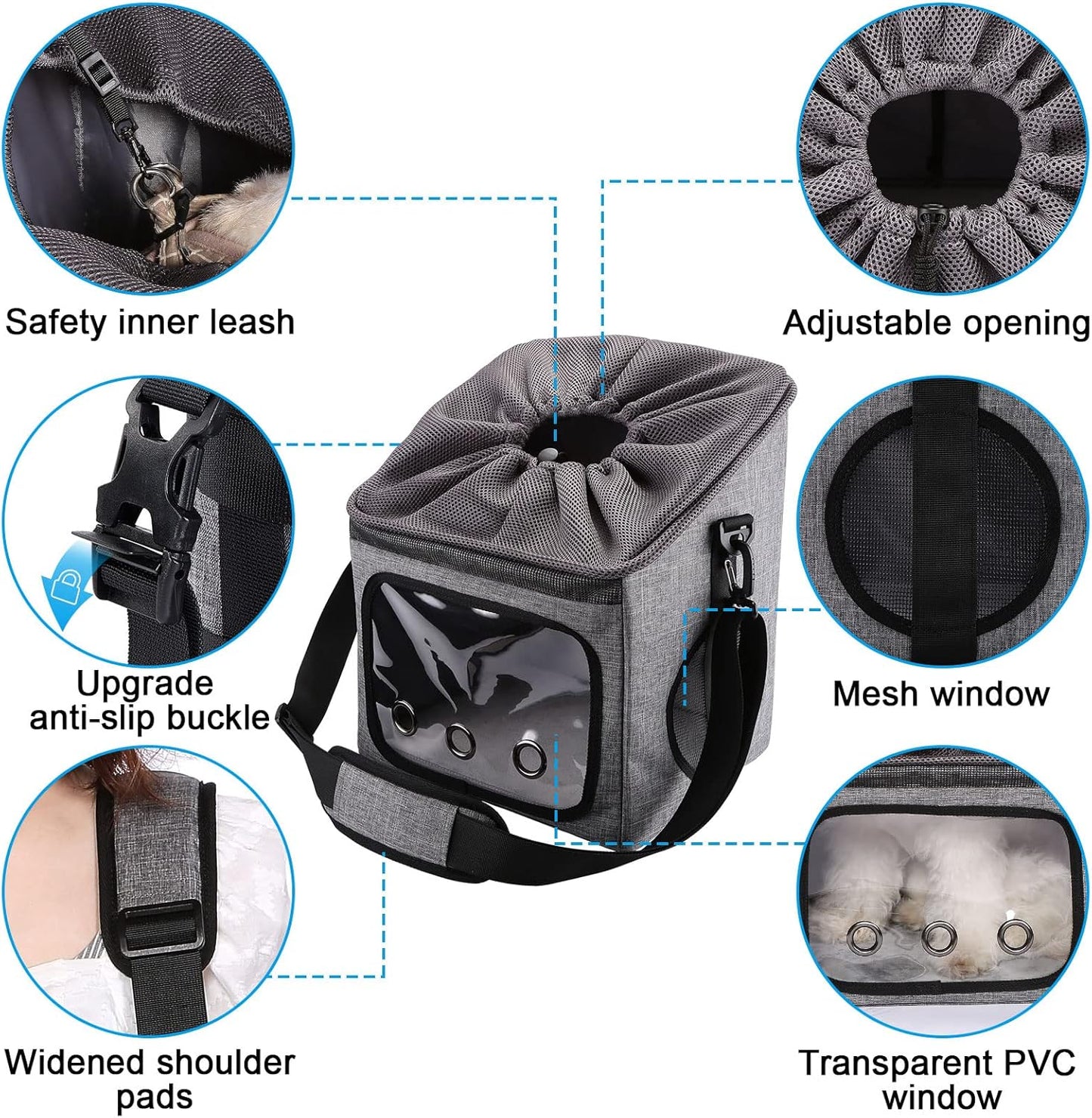 Ownpets Dog Bike Basket Foldable Pet Carrier, Dog Car Booster Seat with Mesh Windows, Adjustable Shoulder Bag Portable Breathable Bicycle Basket Bag for Dogs and Cats