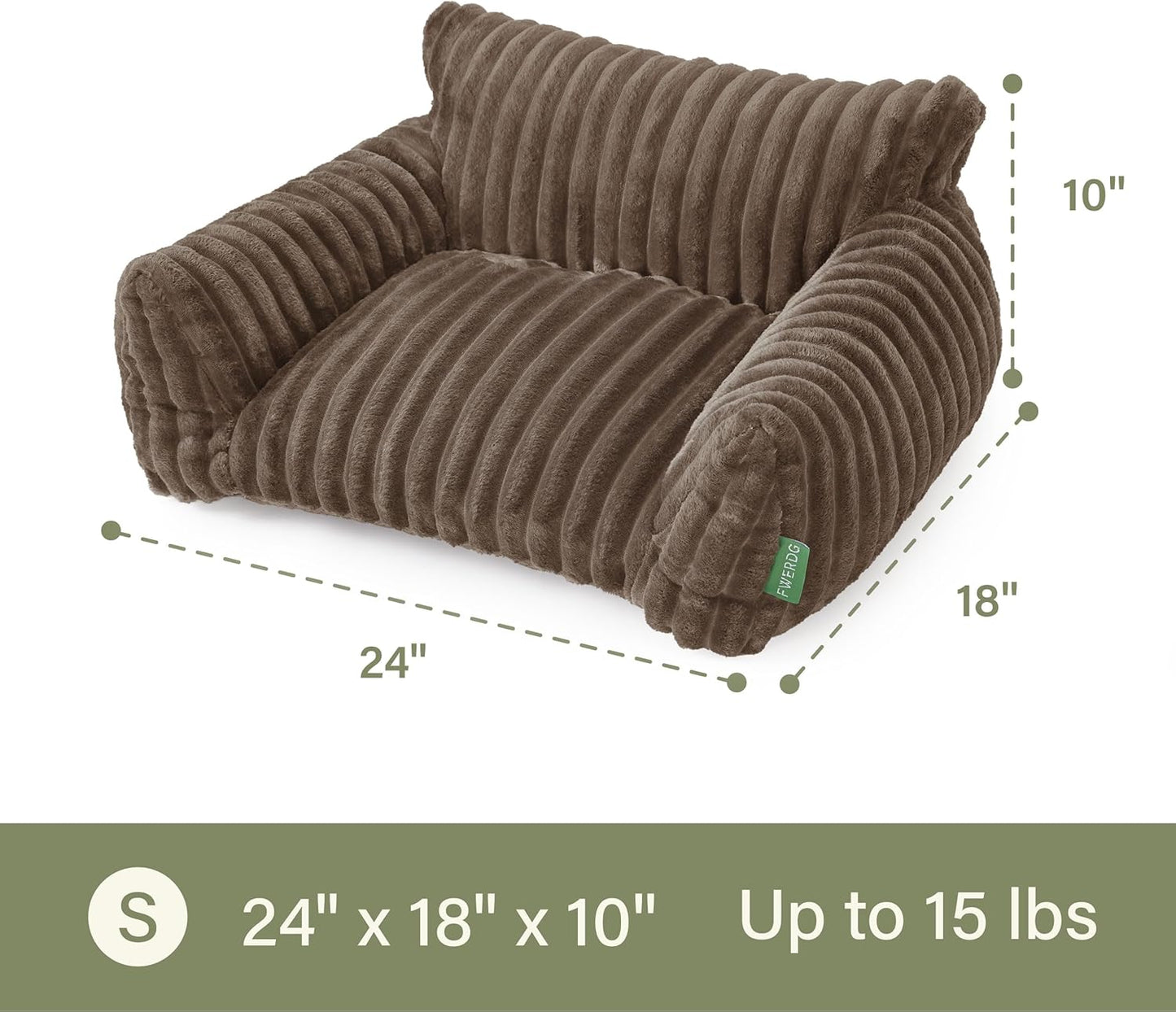 Cute Couch Bed for Pets, Supportive Cat Sofa for Indoor Cats, Small Dog Sofa Bed for Small Dogs, Brown, 24 inches