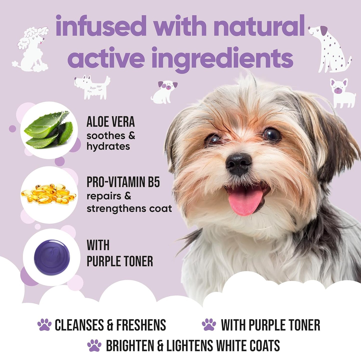 White Dog Shampoo by Buddycare (33.8oz) | Brightening and Whitening Shampoo for Dogs | Deep Cleansing, Fresh Scented | with Aloe Vera and Pro Vitamin B5