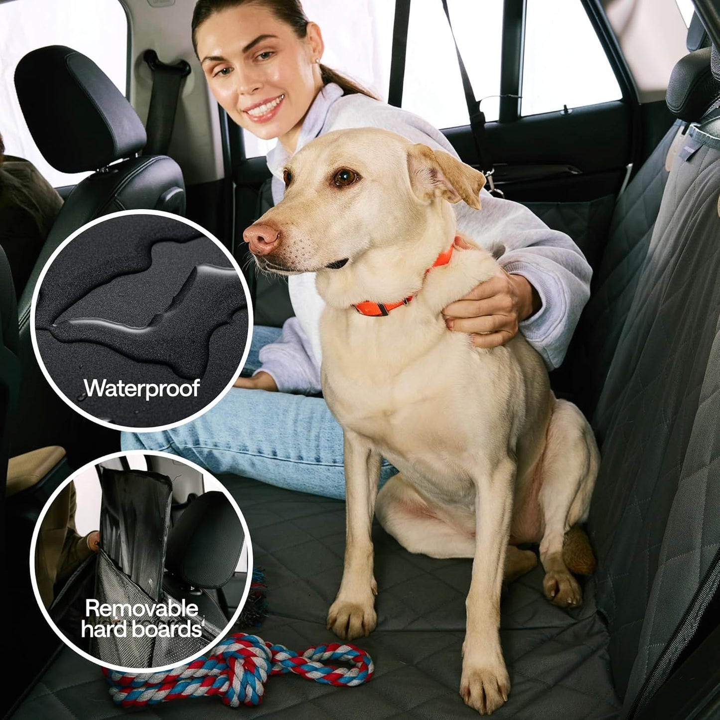 Truck Dog Seat Cover for Back Seat – Hard Bottom Hammock Holds 400lbs – Waterproof Pet Seat Protector for Large Dogs – Back Seat Extender Platform with Storage – Dog Car Seat Cover for Trucks SUV