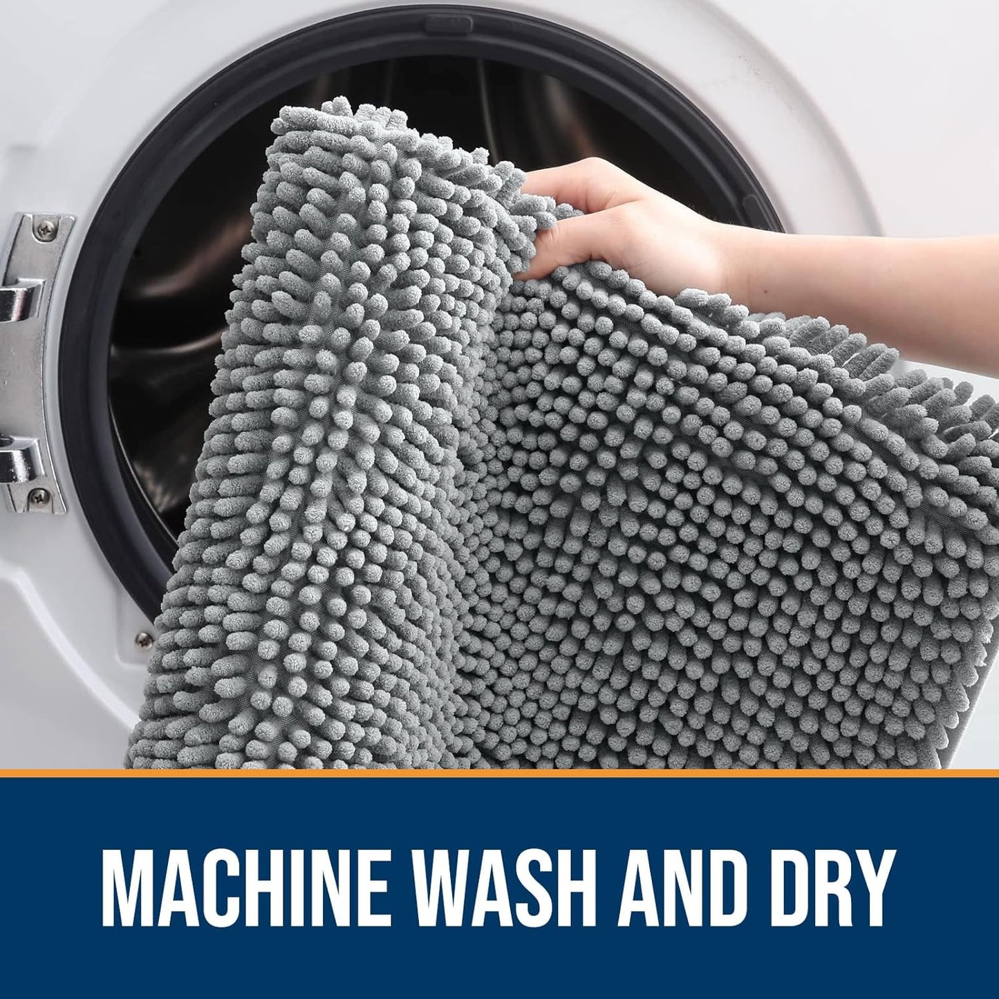 OLANLY Dog Door Mat for Muddy Paws 59x24, Absorbs Moisture and Dirt, Absorbent Non-Slip Washable Doormat, Quick Dry Chenille Mud Mat for Dogs, Entry Indoor Entryway Carpet for Inside Floor, Grey