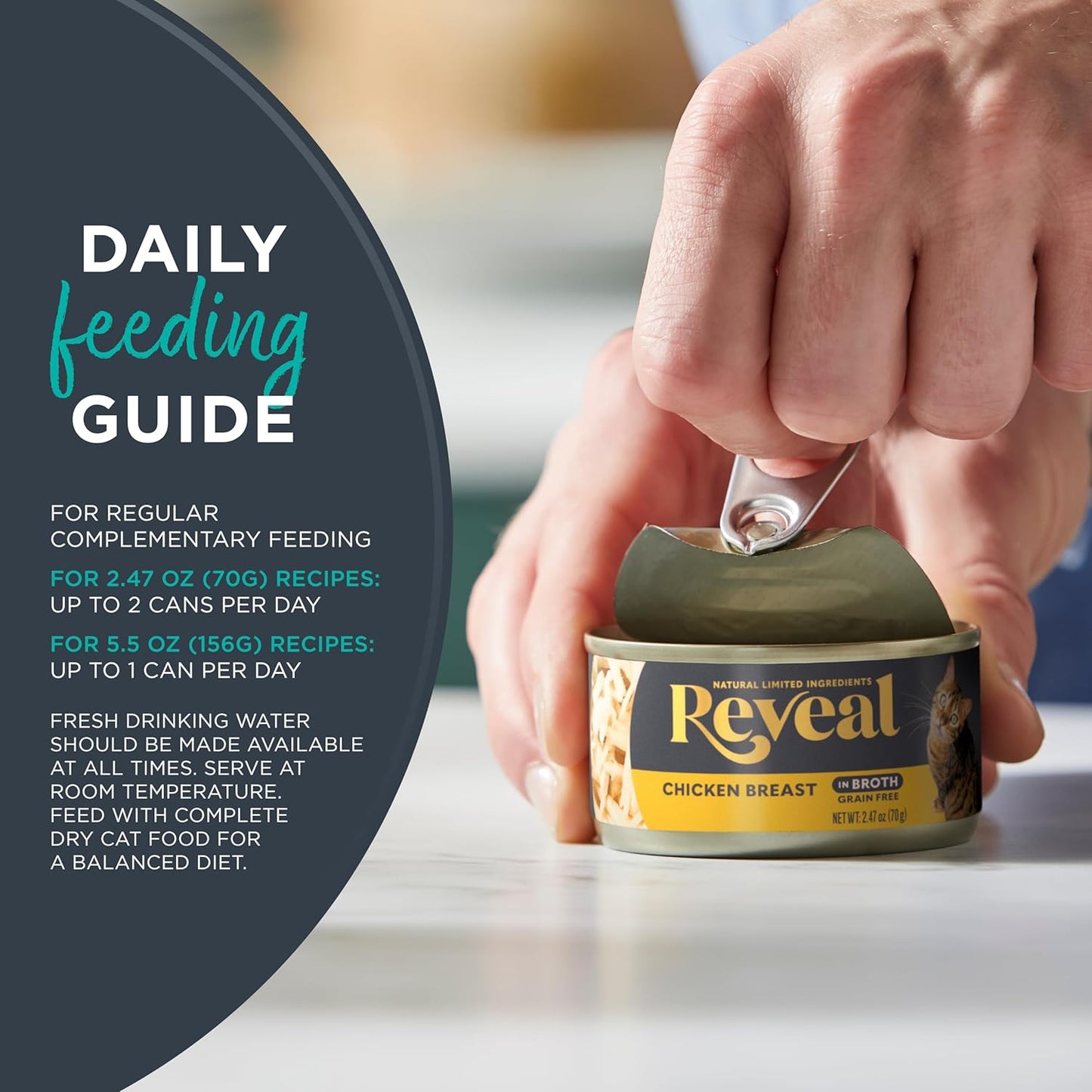 Reveal Natural Wet Cat Food in Broth, Limited Ingredient Grain Free Canned Cat Food, Protein with No Artificial Additives, Chicken Breast in Broth (24 x 2.47 oz Cans)