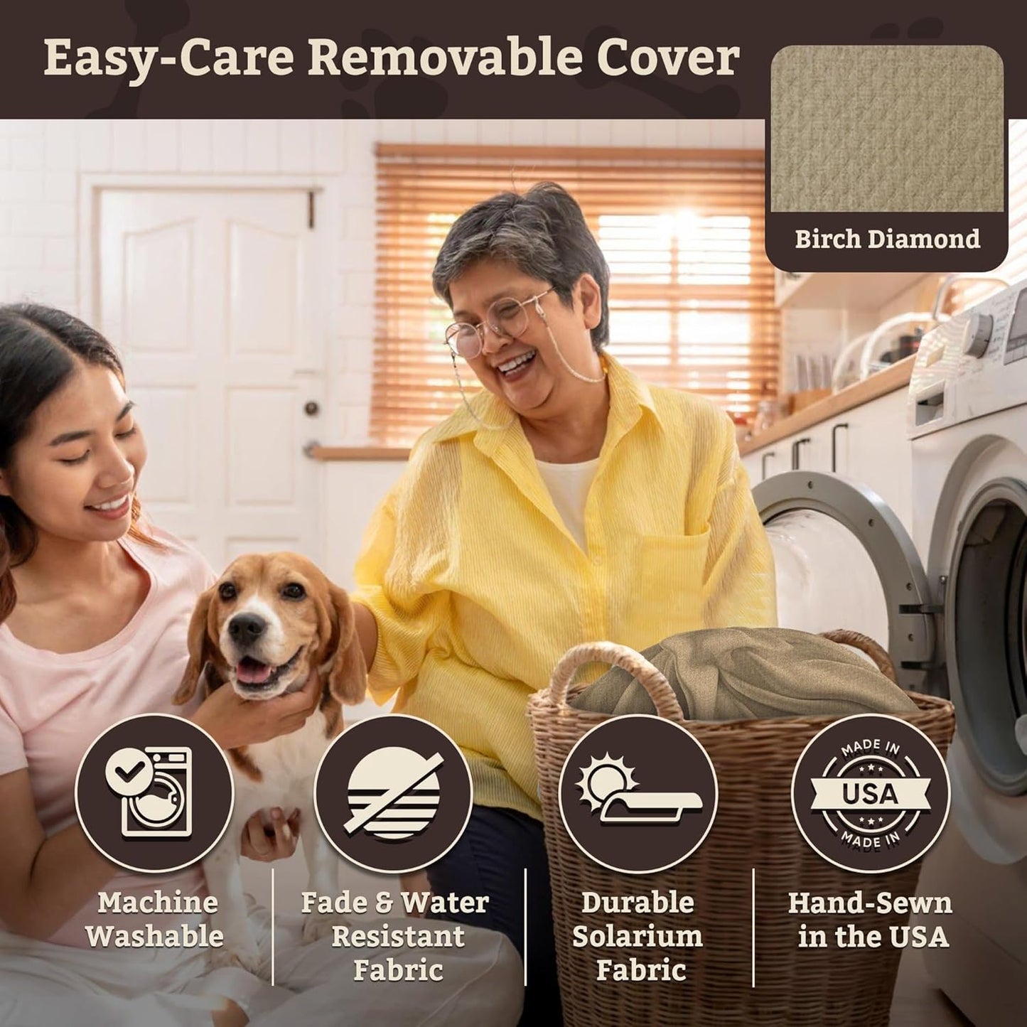 Snoozer Lookout I Car Seat - Dog Car Seats for Small Dogs, Puppy Booster Bed for Small & Medium Sized Pets Up to 25 Lbs, Elevated, Washable - Medium, Birch Diamond