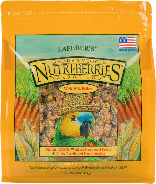 LAFEBER'S Garden Veggie Nutri-Berries Pet Bird Food, Made with Non-GMO and Human-Grade Ingredients, for Parrots, 3 lb