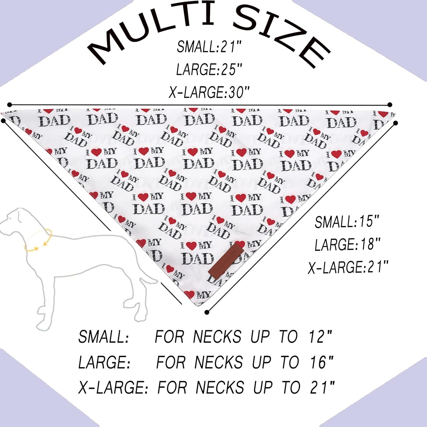 Realeaf Fathers Day Dog Bandanas 2 Pack, Reversible I Love My Dad Pet Scarf for Boy and Girl, Premium Durable Fabric, Bandana for Small Medium Large and Extra Large Dogs (X-Large)