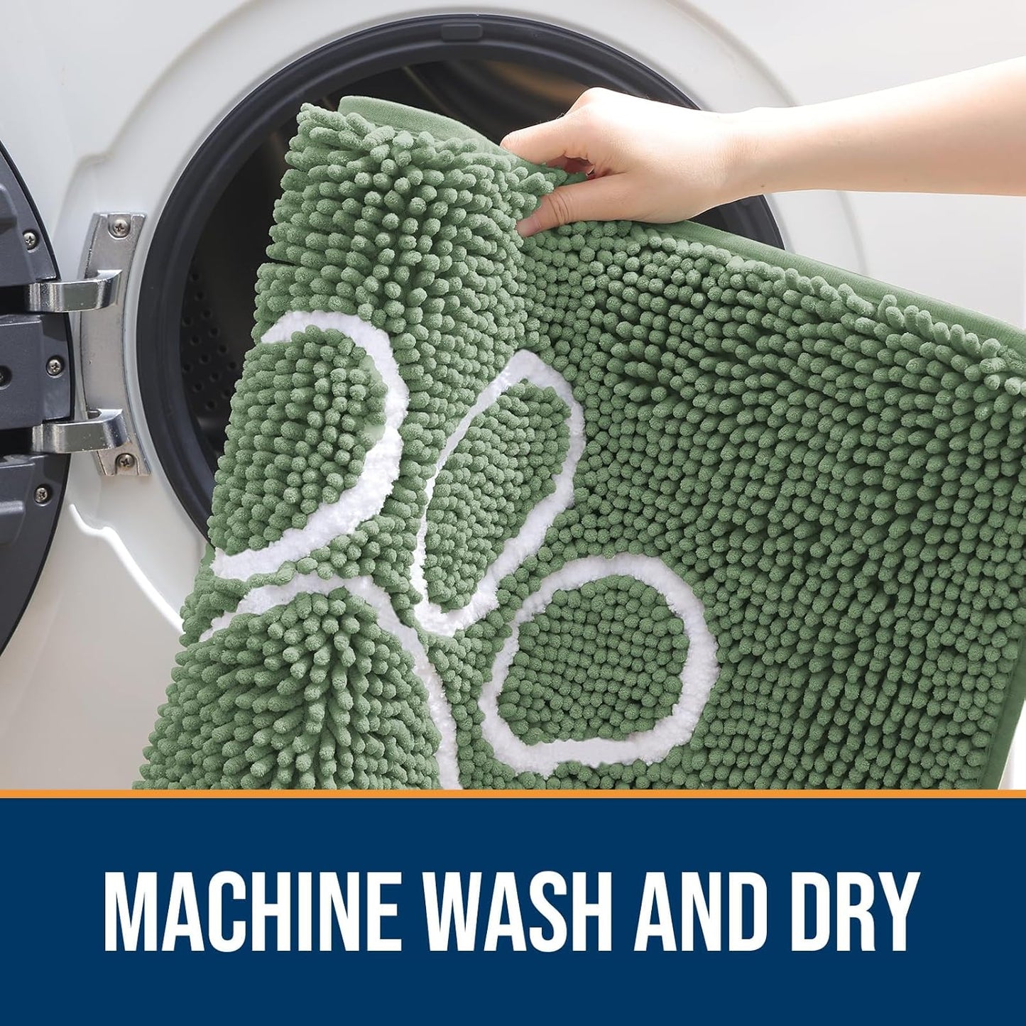 OLANLY Door Mat for Muddy Dog Paws 36x24, Absorbent Chenille Doormat with Paw Print Design, Non-Slip Washable Doormat for Indoor Entryway, Quick-Dry Pet Bed Mats for Dirty Dogs, Olive Green and White