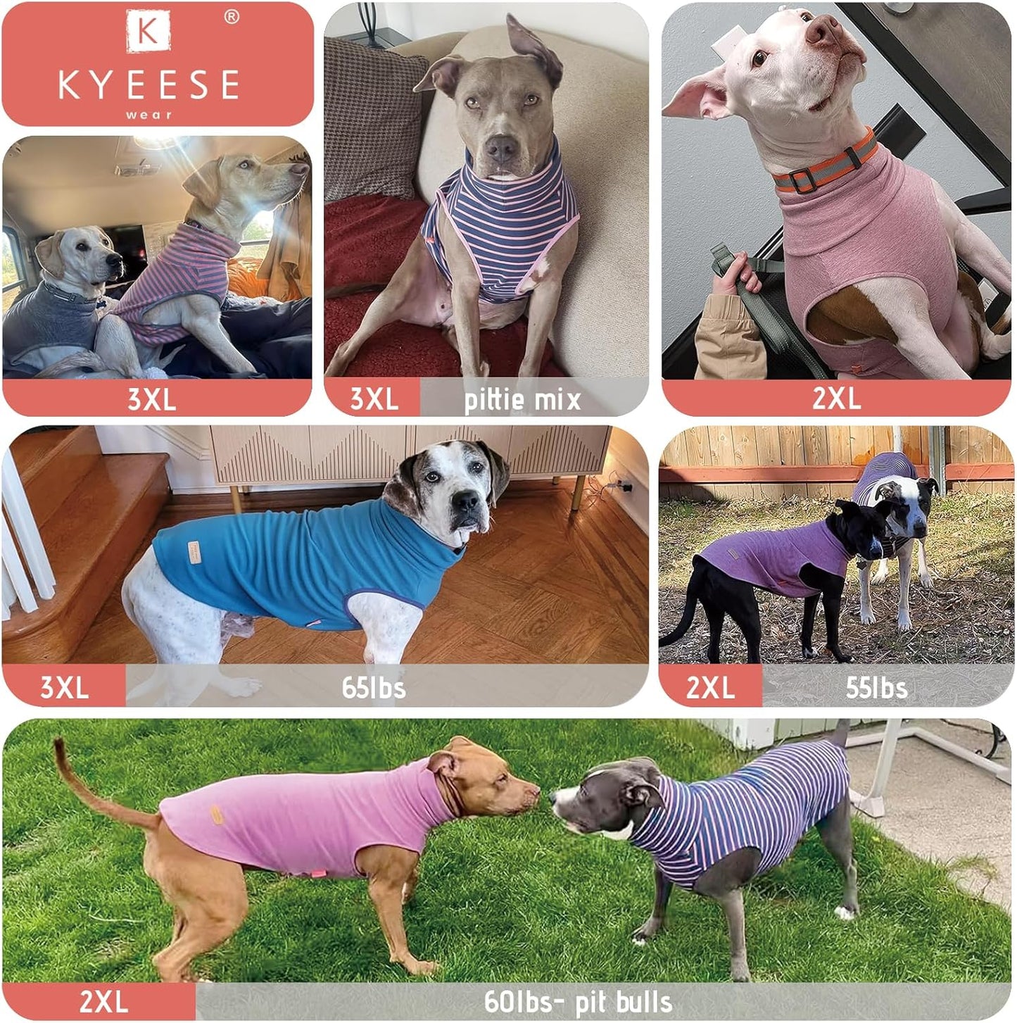 KYEESE 2Pack Dog Sweater Turtleneck Pet Coats Warm Dogs Clothes Pullover Dog Sweaters for Large Dogs Soft Pets Sweatshirt Stretchy Pet Sweater Large Size Pets