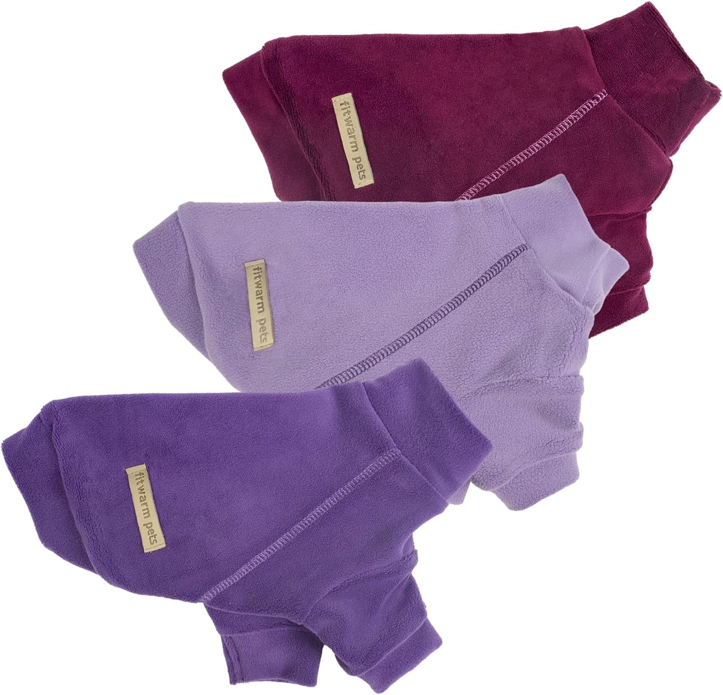 Fitwarm 3 Pack Classic Fleece Dog Sweater, Turtleneck Dog Sweatshirt, Dog Winter Clothes for Small Dogs Boy Girl, Pet Pullover Jumper, Cat Apparel, Purple, MediumPurple, Dark Red, Medium