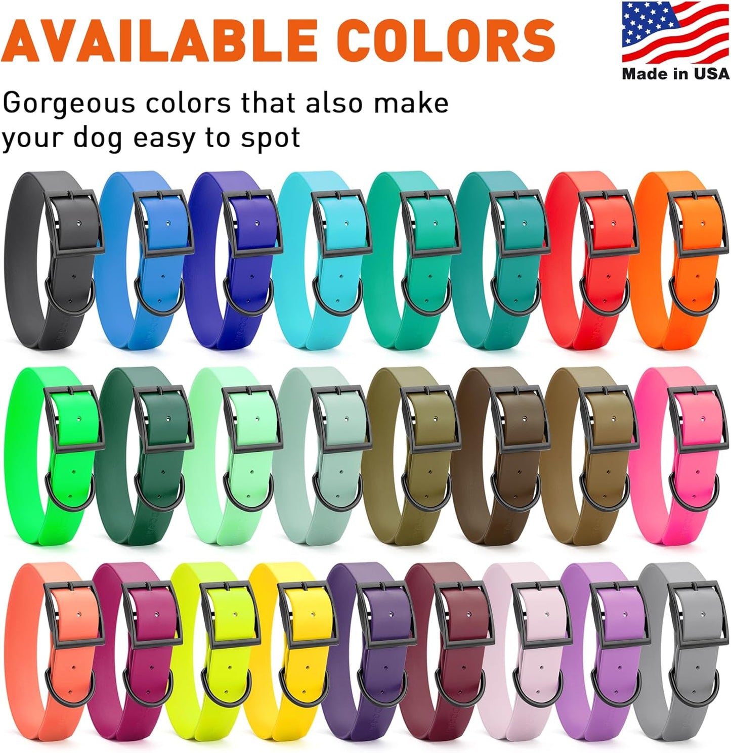 Dogline Biothane Waterproof Dog Collar Strong Coated Nylon Webbing with Black Hardware Odor- Proof for Easy Care Easy to Clean High Performance Fits Small Medium or Large Dogs, Blue Aqua