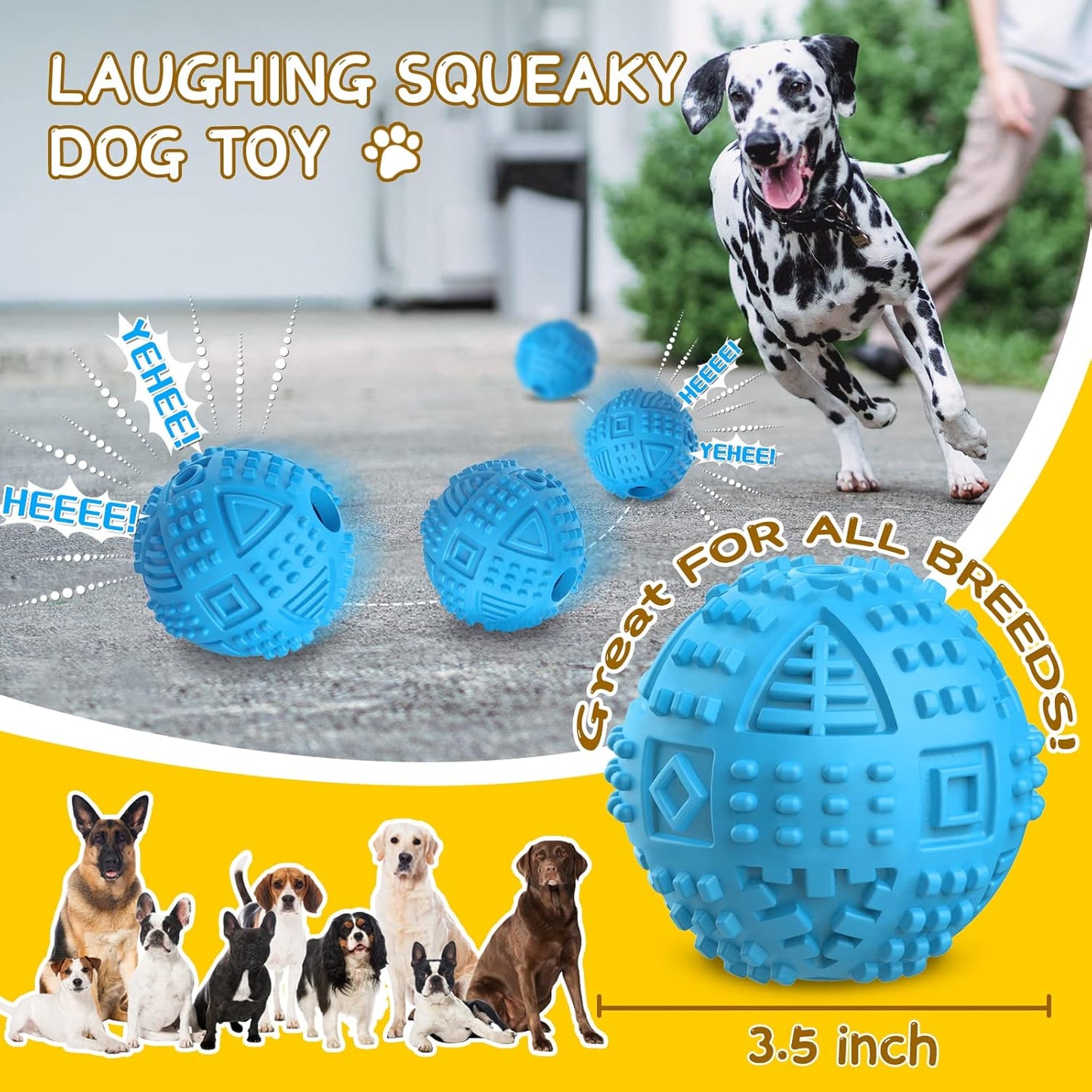 LEGEND SANDY Dog Balls Treat Dispensing Dog Toys for Aggressive Chewers Large Breed, Nearly Indestructible Squeaky Puppy Chew Toys for LargeBreeds, Natural Rubber Doggie Puzzle Toys, Pet Treat Ball