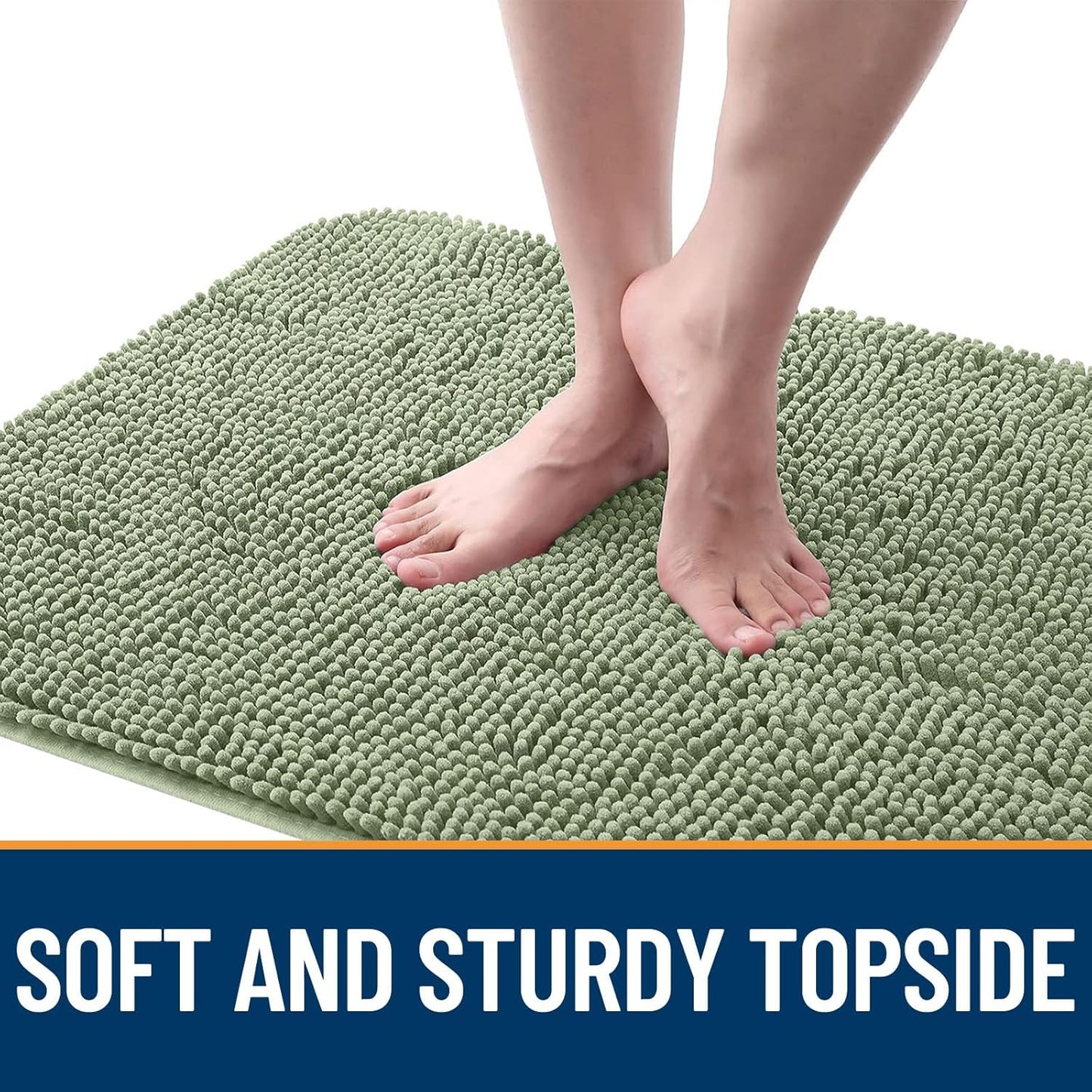 OLANLY Dog Door Mat for Muddy Paws 59x20, Absorbs Moisture and Dirt, Absorbent Non-Slip Washable Doormat, Quick Dry Chenille Mud Mat for Dogs, Entry Indoor Entryway Carpet for Inside Floor, Sage Green