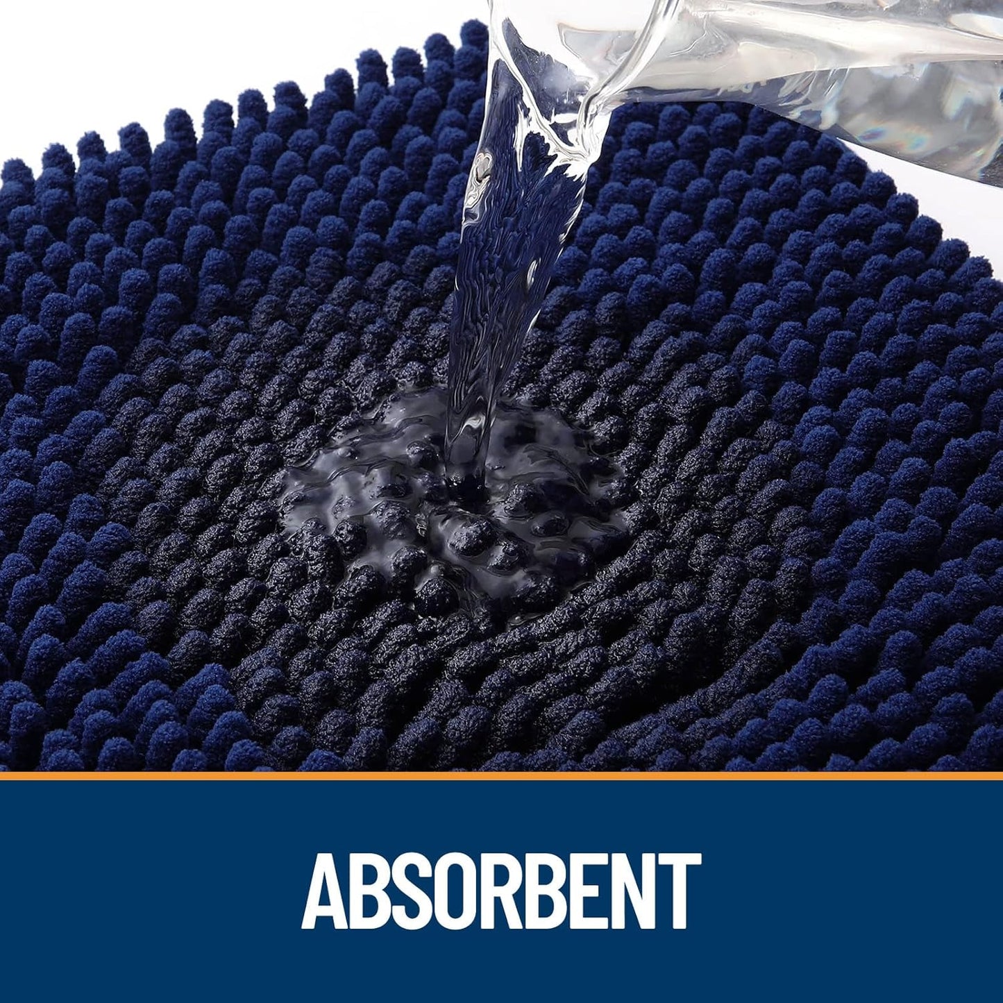 OLANLY Dog Door Mat for Muddy Paws 47x24, Absorbs Moisture and Dirt, Absorbent Non-Slip Washable Doormat, Quick Dry Chenille Mud Mat for Dogs, Entry Indoor Entryway Carpet for Inside Floor, Navy Blue