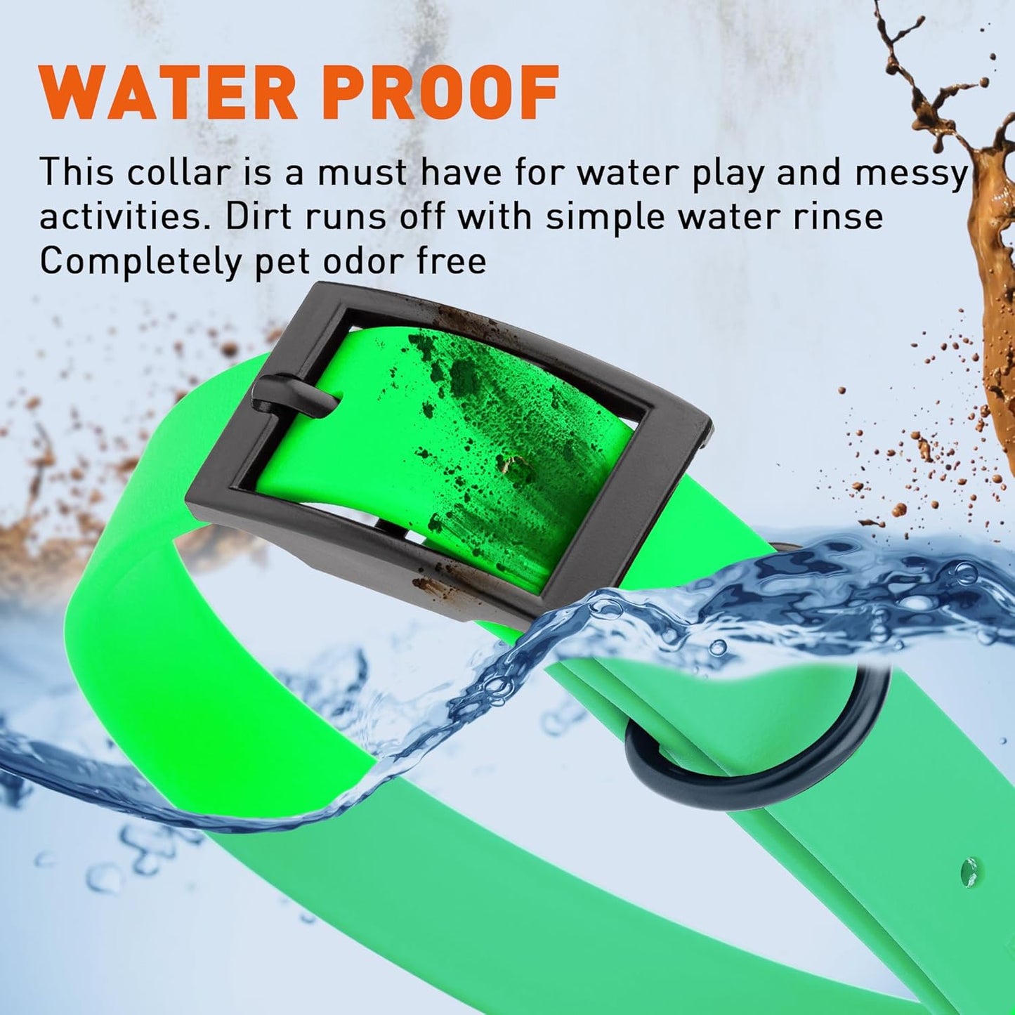 Dogline Biothane Waterproof Dog Collar Strong Coated Nylon Webbing with Black Hardware Odor- Proof for Easy Care Easy to Clean High Performance Fits Small Medium or Large Dogs, Tropical Green