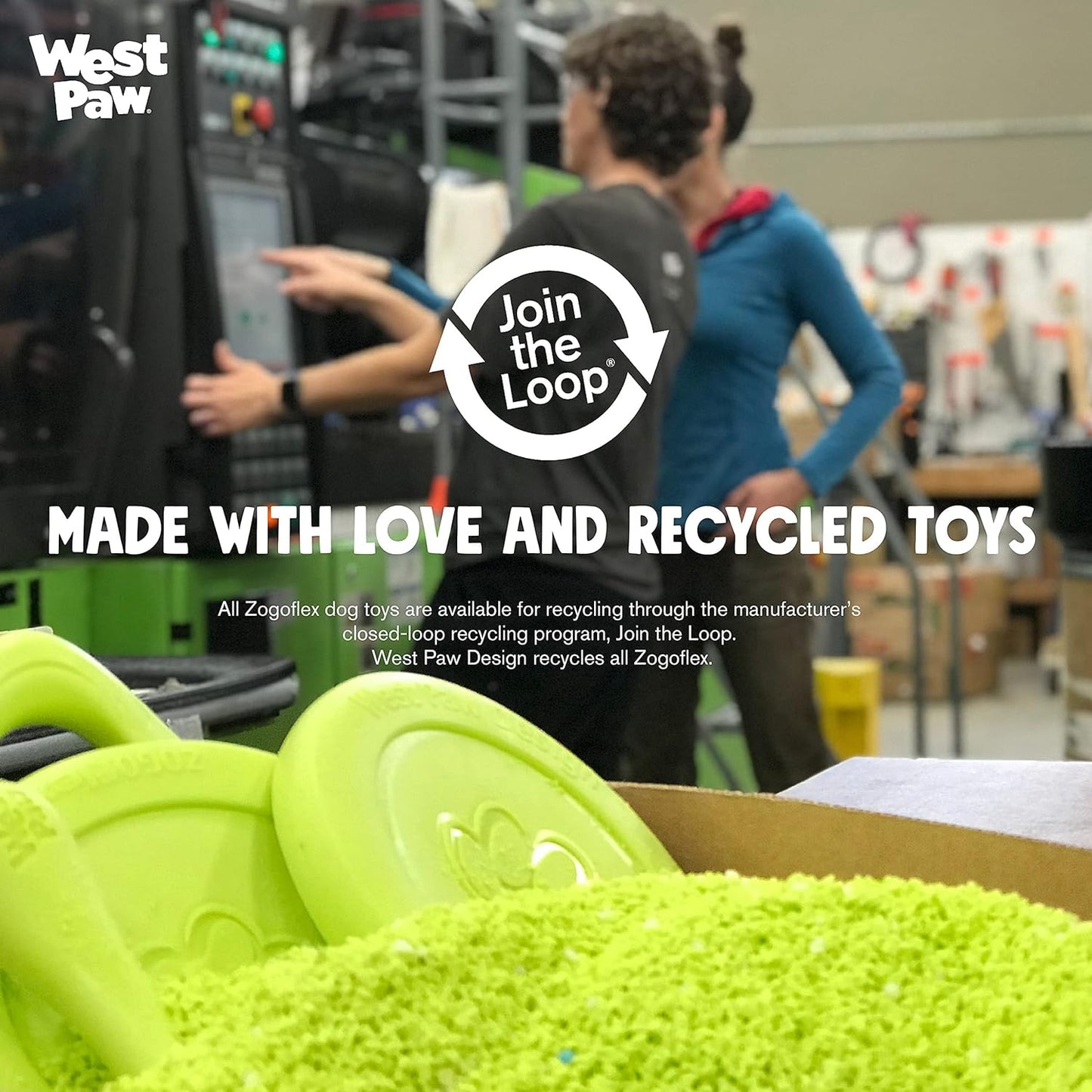 West Paw Zogoflex Qwizl Interactive Treat Dispensing Dog Puzzle Treat Toy for Dogs, Granny Smith, Large