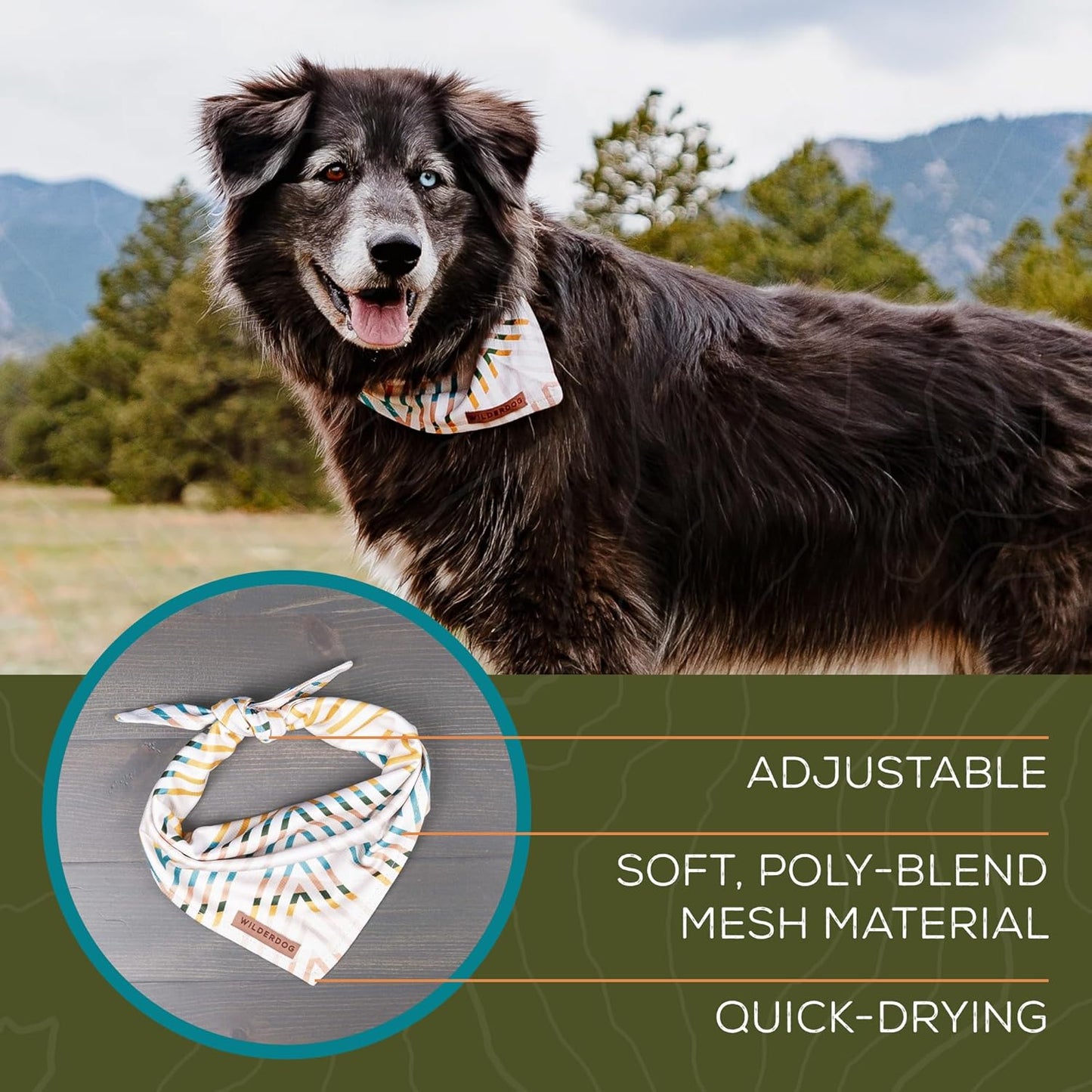 Wilderdog Dog Bandana with Lightweight Quick Drying Poly-Blend Mesh Material in Aloha