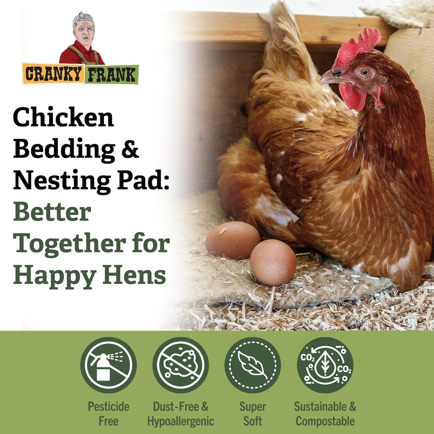 Chicken Bedding 115 Usable Liters, 30 LB - All Natural, Dust-Free, Odor-Controlled Coop Bedding for Chickens and Pets - Super Absorbent, Low Waste & Eco-Friendly