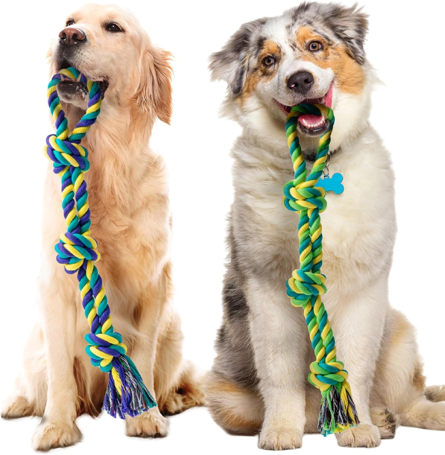 SHARLOVY Dog Rope Toy for Medium Dogs, 2 Pack Heavy Duty Dog Chew Toys for Aggressive Chewers, Interactive Tug of War Dog Toys for Medium to Large Breed
