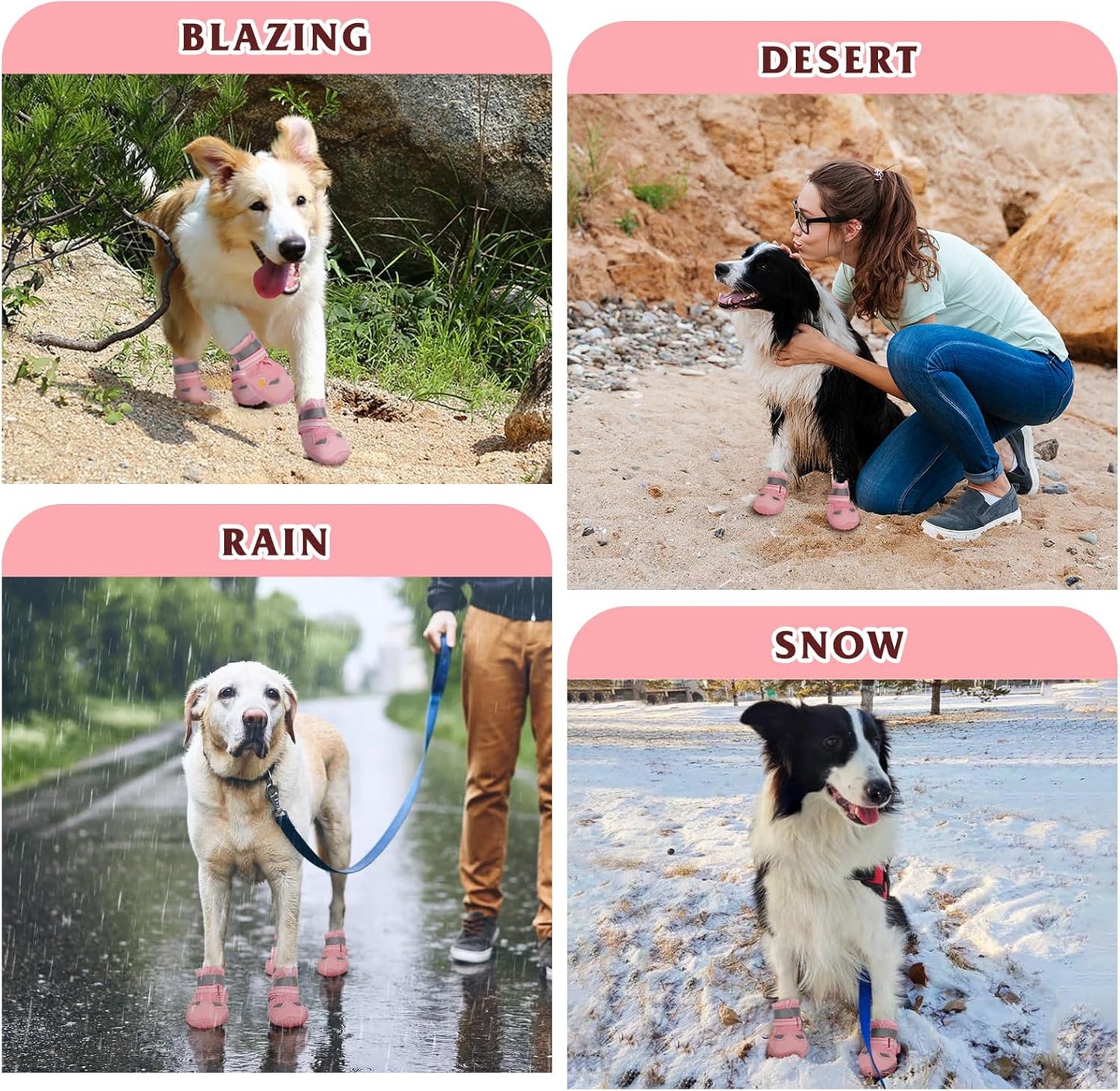 Dog Shoes for Large Medium Small Dog, Mesh Breathable Dog Shoes for Hot Pavement, Anti-Slip Dogs Boots Paw Protectors with Reflective for Outdoor Walking Indoor Hardfloors (Size 4)