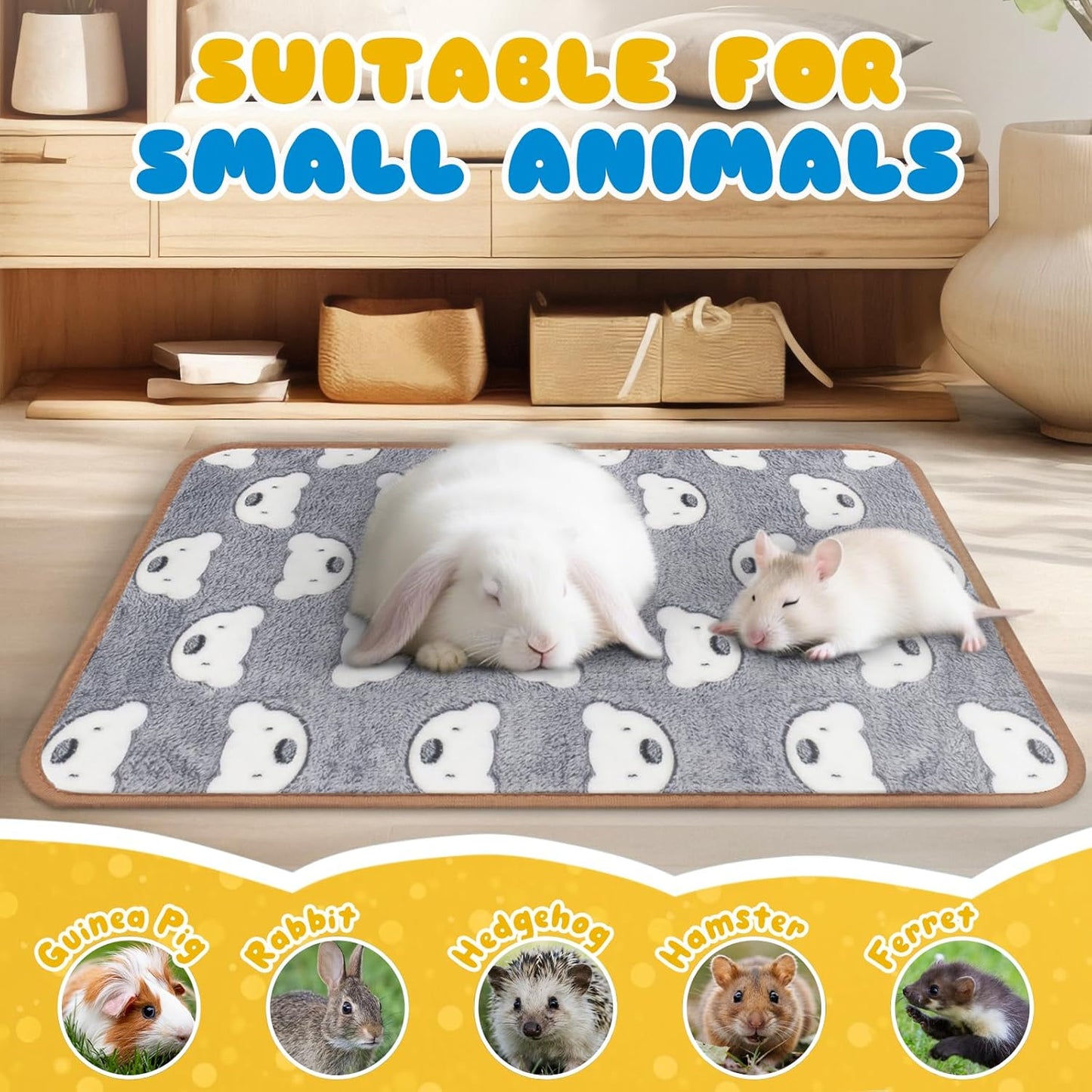 6 Pcs Guinea Pig Bedding Cage Liners Small Animal Flannel Blankets Sleep Mat Absorbent Reusable Pet Pee Bedding Pad Cover for Hamster Ferret Chinchilla Rabbit Hedgehog (16 x 24 Inch, Multi)