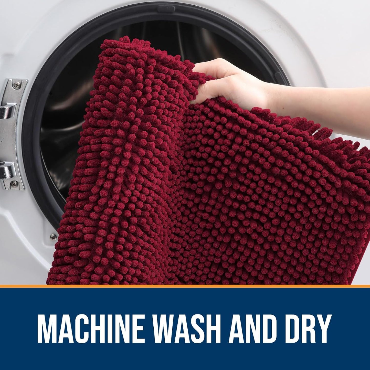 OLANLY Dog Door Mat for Muddy Paws 70x35, Absorbs Moisture and Dirt, Absorbent Non-Slip Washable Doormat, Quick Dry Chenille Mud Mat for Dogs, Entry Indoor Entryway Carpet for Inside Floor, Burgundy