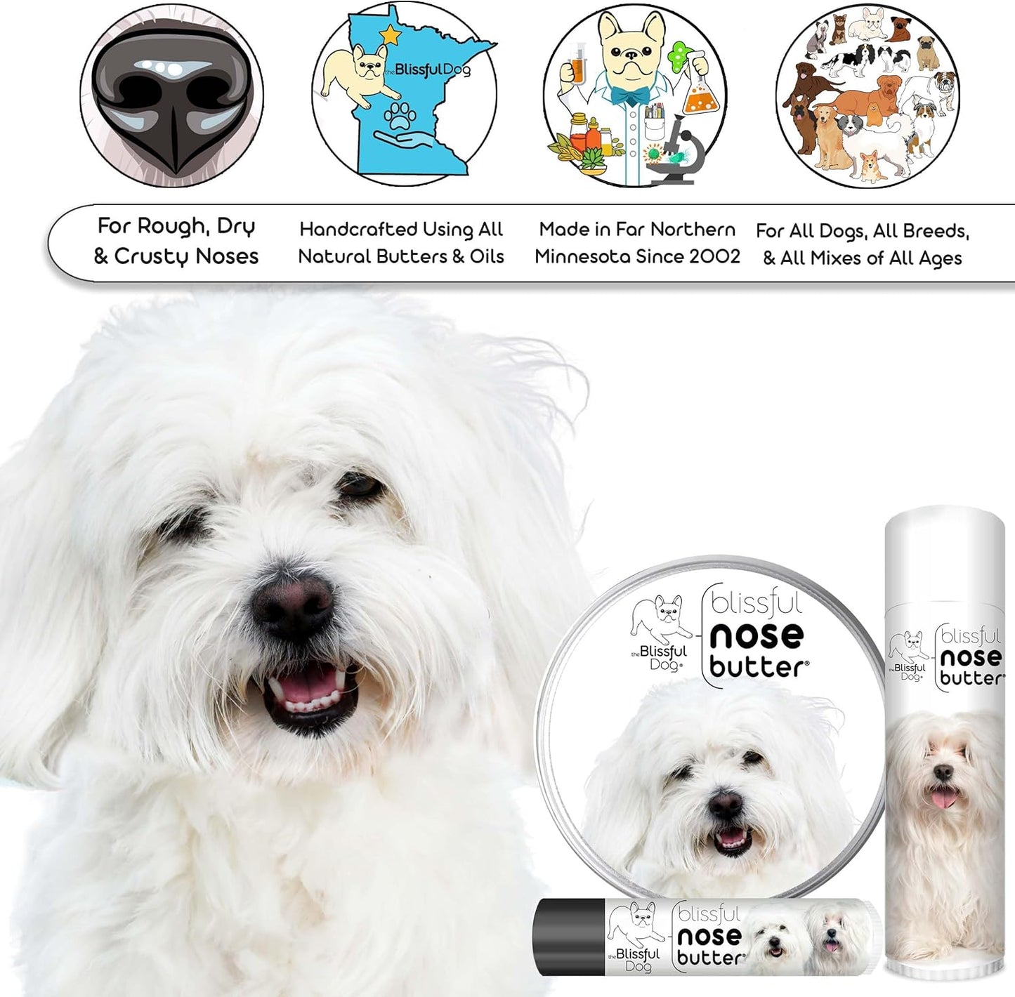 The Blissful Dog Coton de Tulear Unscented Nose Butter, 16oz