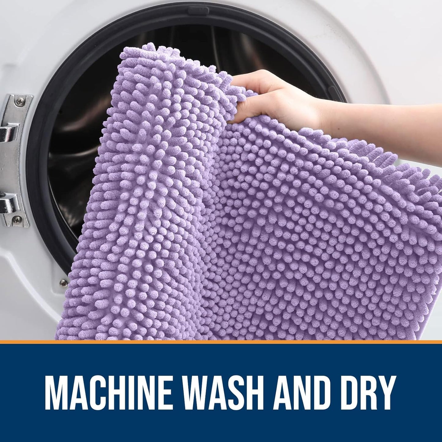 OLANLY Dog Door Mat for Muddy Paws 47x24, Absorbs Moisture and Dirt, Absorbent Non-Slip Washable Doormat, Quick Dry Chenille Mud Mat for Dogs, Entry Indoor Entryway Carpet for Inside Floor, Lavender