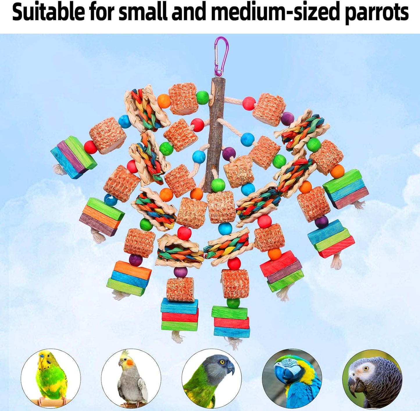 Parrot Toys for Medium and Large Birds Natural Wood Corn Cob Chewing Toy Bird Cage Accessories for African Grey,Macaws,Conure,Cokatoos,Cockatiel,Amazon Parrots