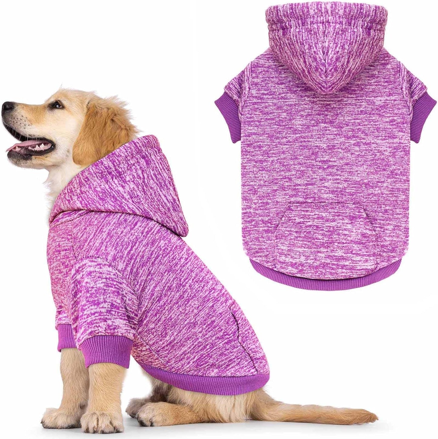 Dog Sweaters for Small Dogs Hoodie Fleece Dog Sweater Soft Clothes Sweatshirt with Pocket Hoodie for Small Dogs Puppy Sweater(Purple&S)