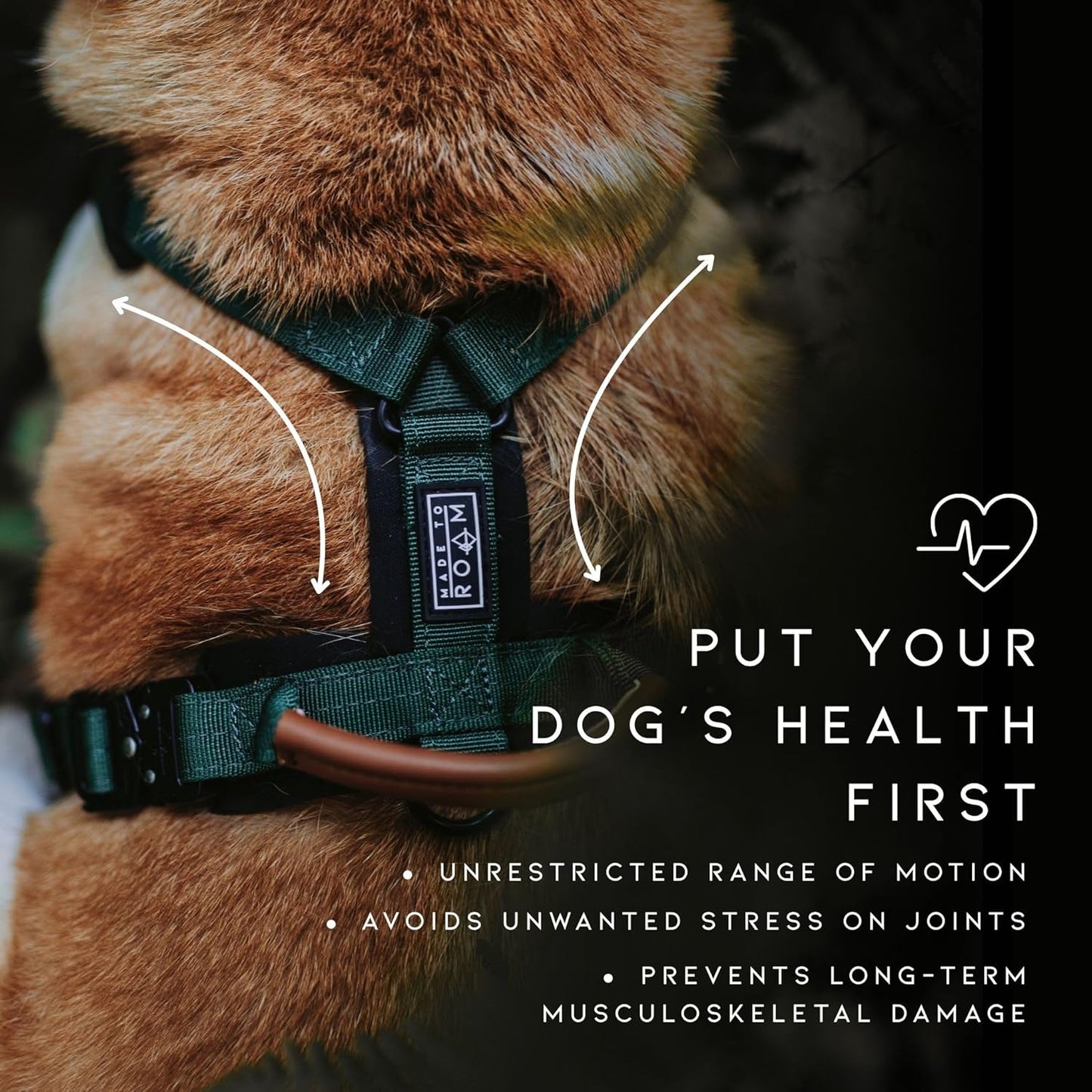 MADE TO ROAM Premium Explorer Harness - Y-Shaped Dog Harness with Adjustable Durable Nylon, Soft Padding, Metal Buckles and Leather Handle for Small, Medium, Large Dogs (California Horizon, Size 7)