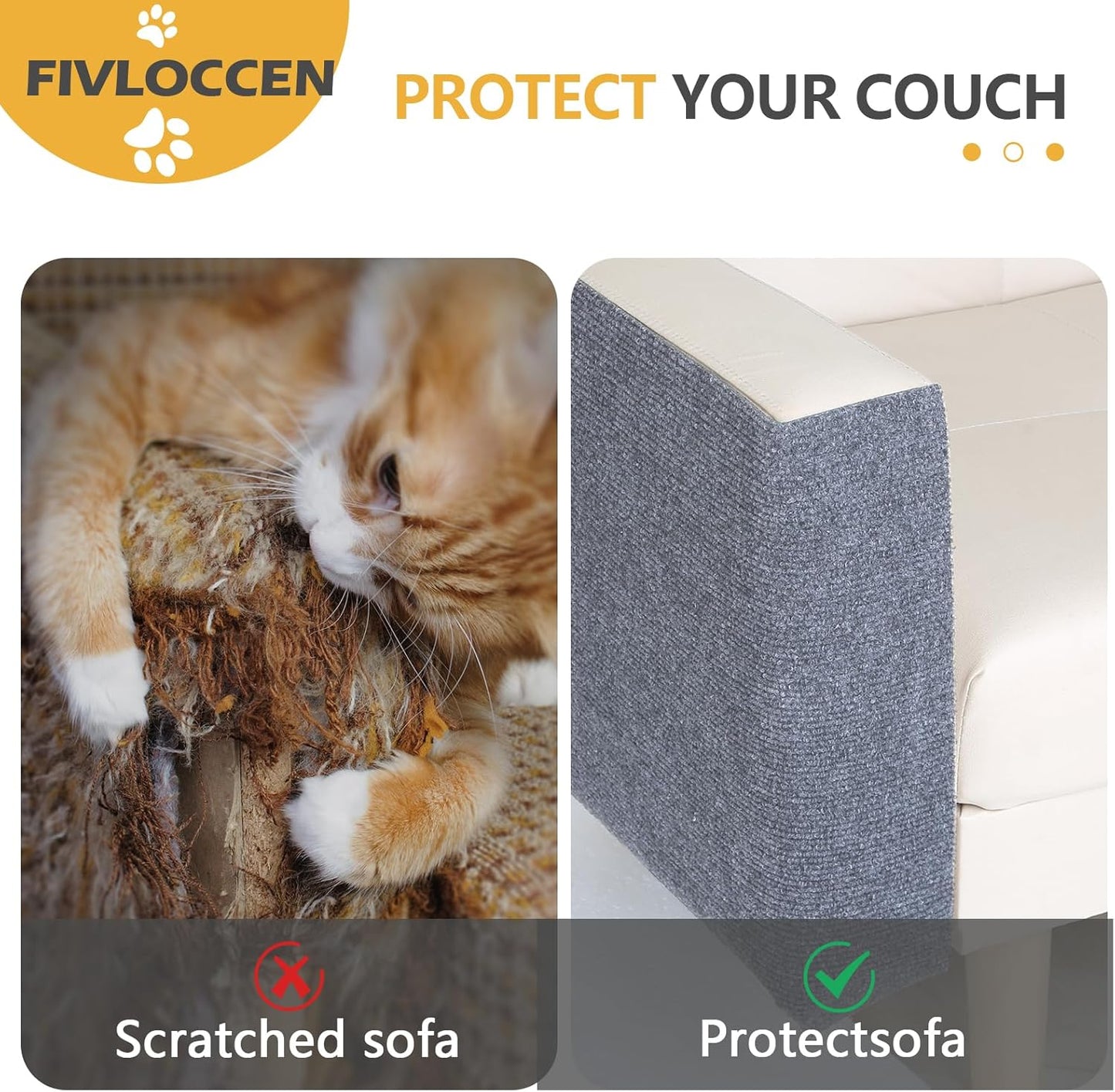 78.7"x15.8"Self-Adhesive Climbing Cat Scratch Protector Pads - Trimmable Furniture Guard for Sofa, Walls & Floors, DIY Cat Tree/Tower/Bed, Replaceable Scratch-Resistant Mats (Light Gray)