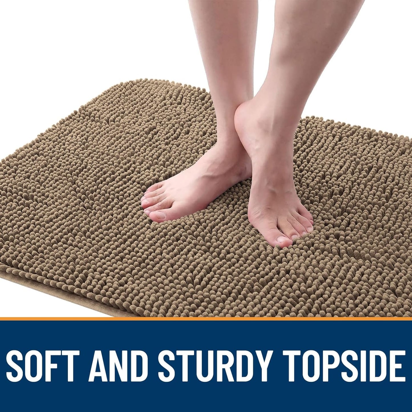 OLANLY Dog Door Mat for Muddy Paws 30x20, Absorbs Moisture and Dirt, Absorbent Non-Slip Washable Doormat, Quick Dry Chenille Mud Mat for Dogs, Entry Indoor Entryway Carpet for Inside Floor, Tan