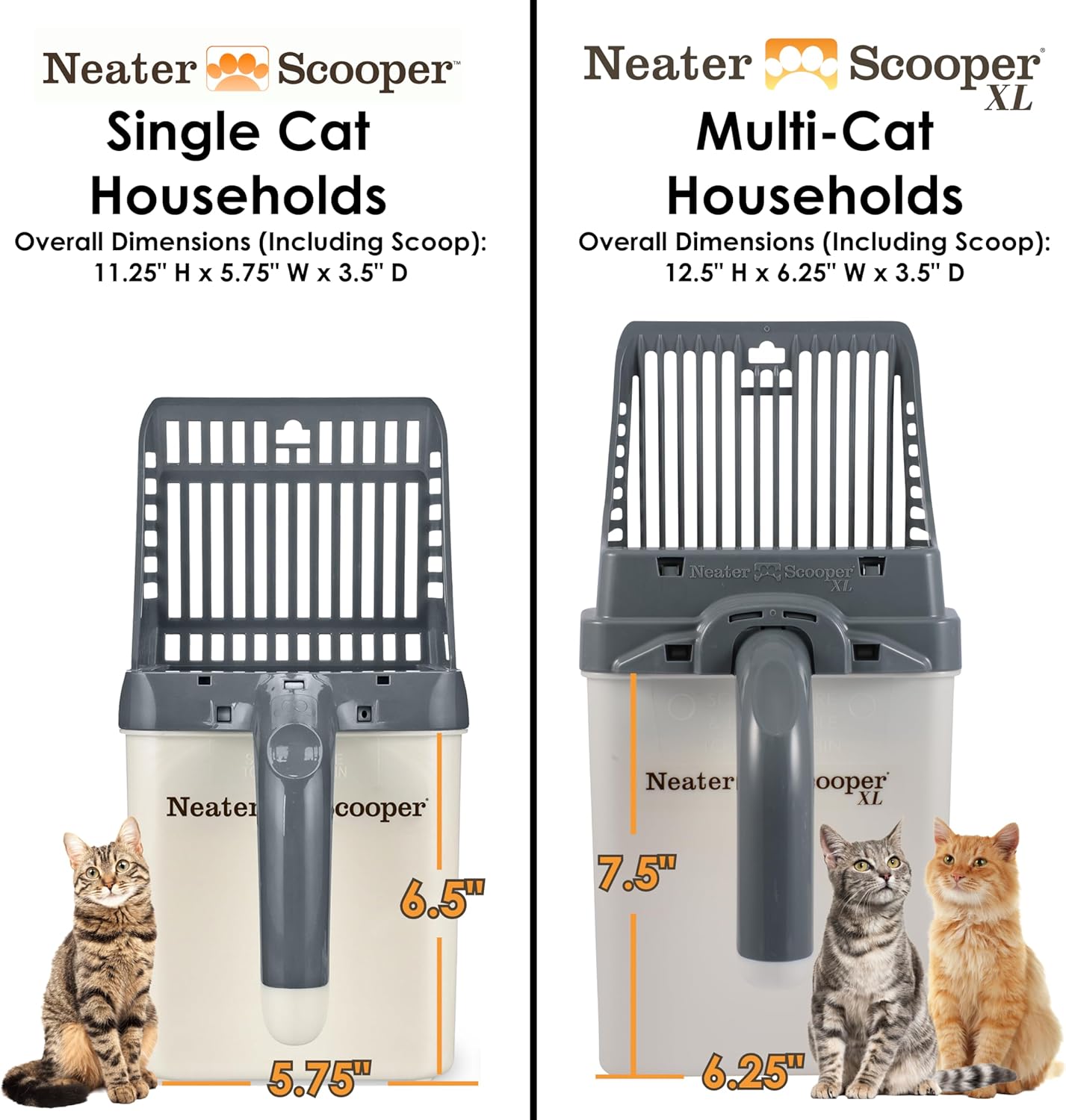 Neater Pet Brands Neater Scooper Standard Cat Litter Scoop, 195 Refill Bags – Mess-Free Cat Litter Scooper with Bag, Spill-Proof Kitty Box Sifter, Bin Doubles as Scoop Holder, For Single-Cat Household