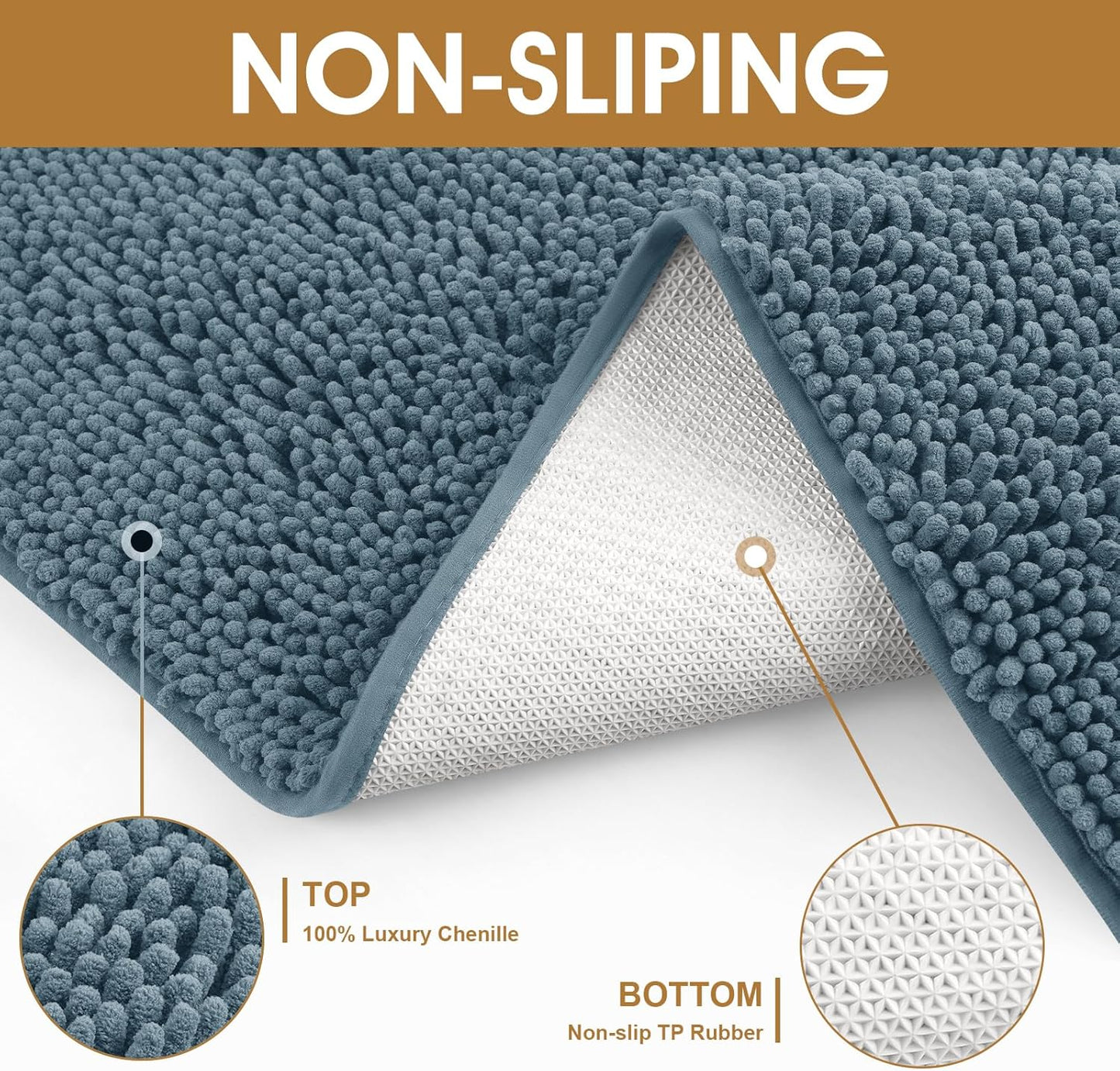 Dog Door Mats for Muddy Paws, Chenille Absorbent Door Mats, Non Slip Heavy Mud Mat for Dogs, Soft Indoor Door Mat for Entryway, Mud Paws, Inside Floor,30" X 20", Dusty Blue