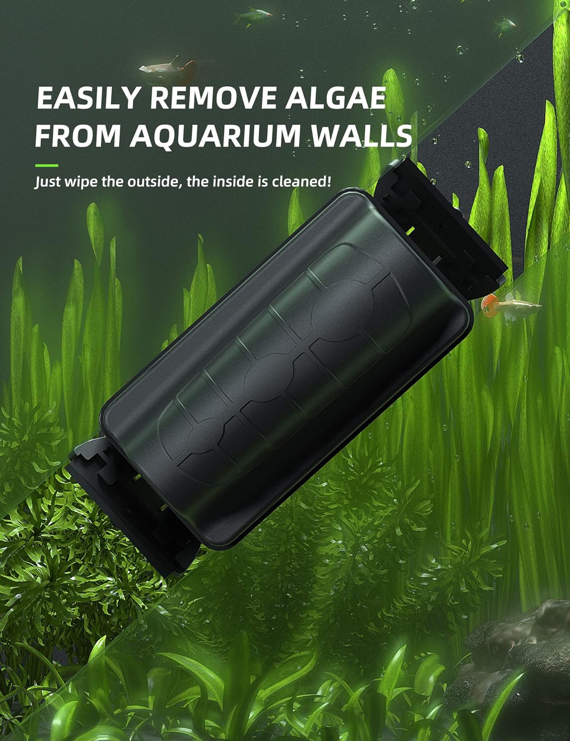 Jasonwell Magnetic Aquarium Fish Tank Cleaner Magnet Scraper for Glass Aquariums Cleaning Tools Scrubber Floating Brush (M)