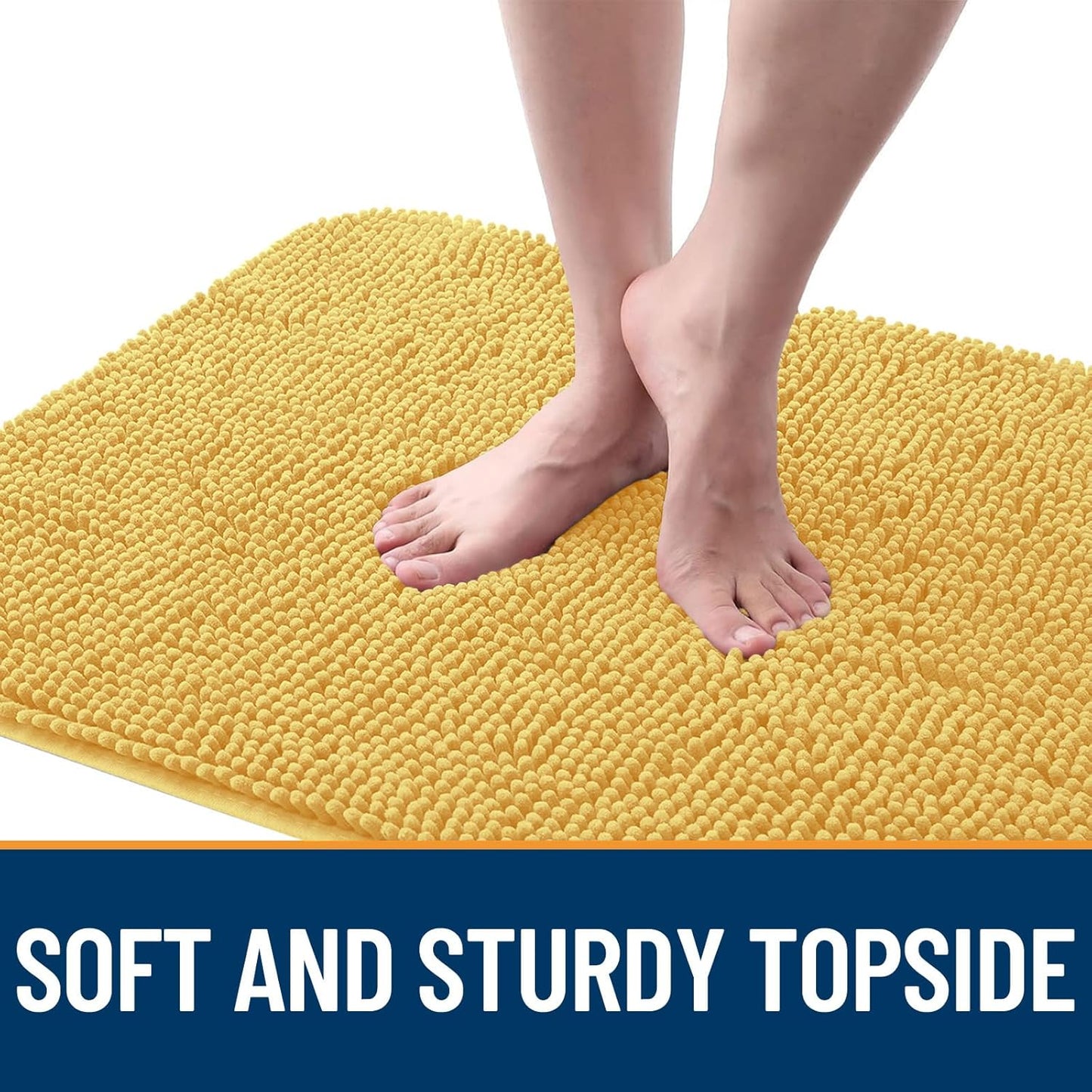 OLANLY Dog Door Mat for Muddy Paws 59x20, Absorbs Moisture and Dirt, Absorbent Non-Slip Washable Doormat, Quick Dry Chenille Mud Mat for Dogs, Entry Indoor Entryway Carpet for Inside Floor, Yellow