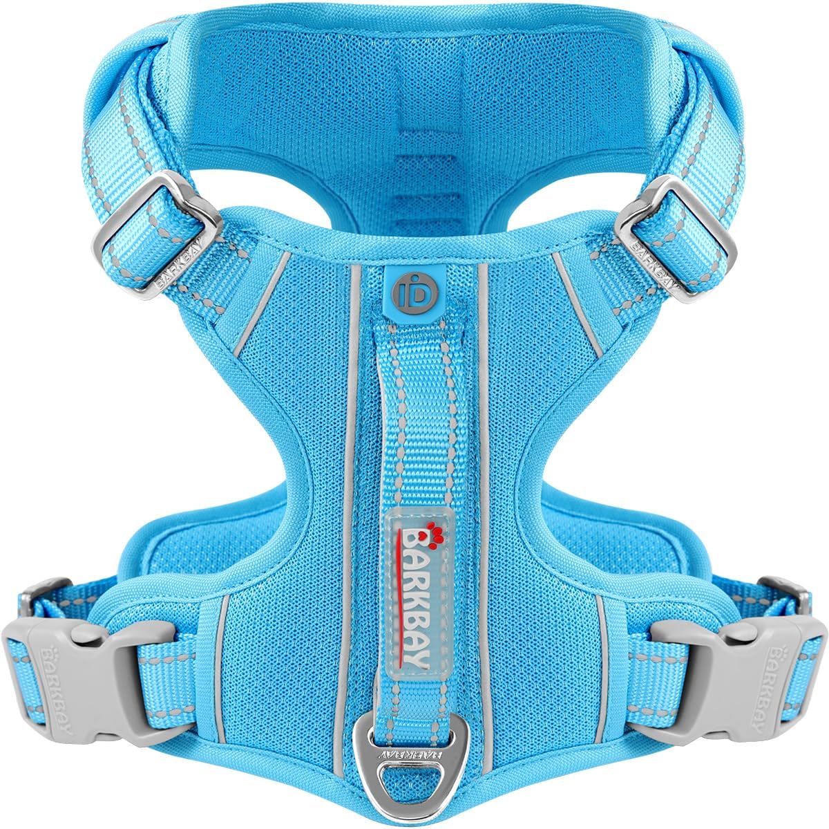 BARKBAY Dog Harness No Pull with ID Tag Pocket - Heavy Duty, Reflective, Easy Control for Large Dogs(Blue,L)