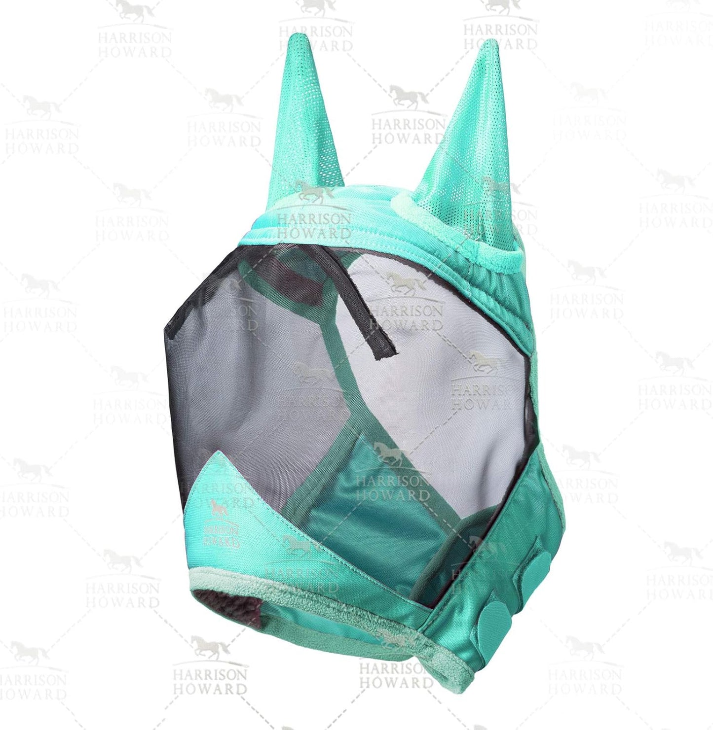 Harrison Howard CareMaster Pro Luminous Horse Fly Mask Standard with Ears UV Protection for Horse Summer Mint Full Size