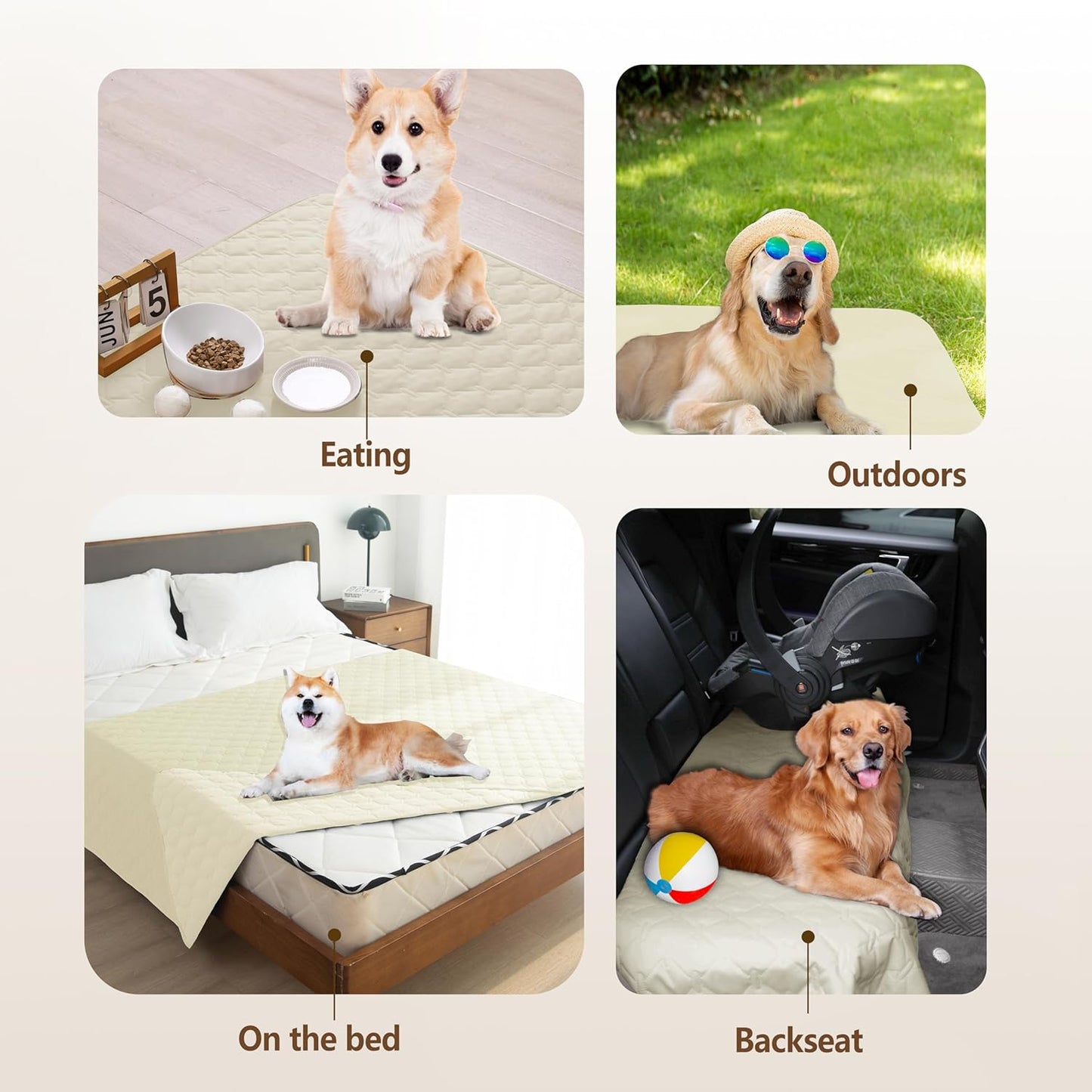 gogobunny 100% Double-Sided Waterproof Dog Bed Cover Pet Blanket Sofa Couch Furniture Protector for Puppy Large Dog Cat, Reversible (30x70 Inch (Pack of 1), Dark Cream/Light Cream)