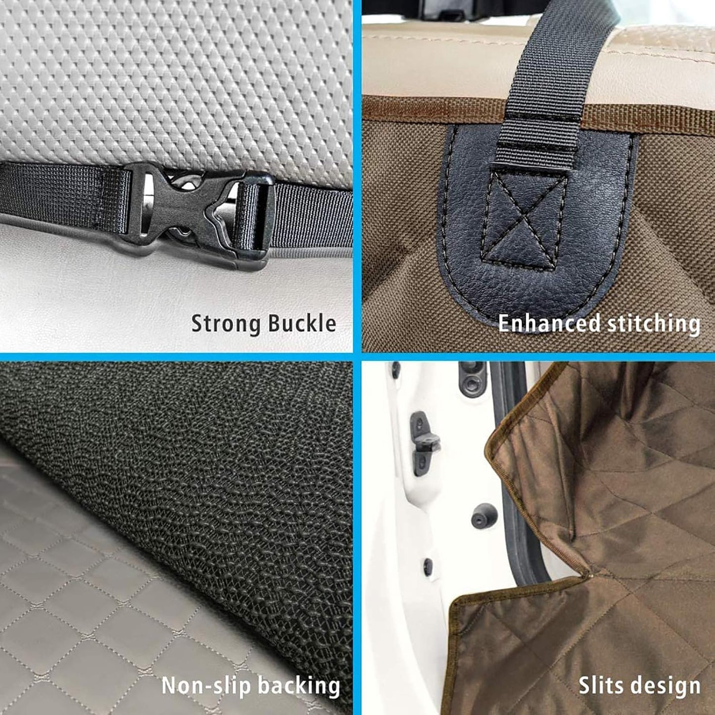 F-color SUV Cargo Liner for Dogs, Water Resistant Pet Cargo Cover Dog Seat Cover Mat for SUVs Sedans Vans with Bumper Flap Protector, Non-Slip, Large Size Universal Fit, Brown