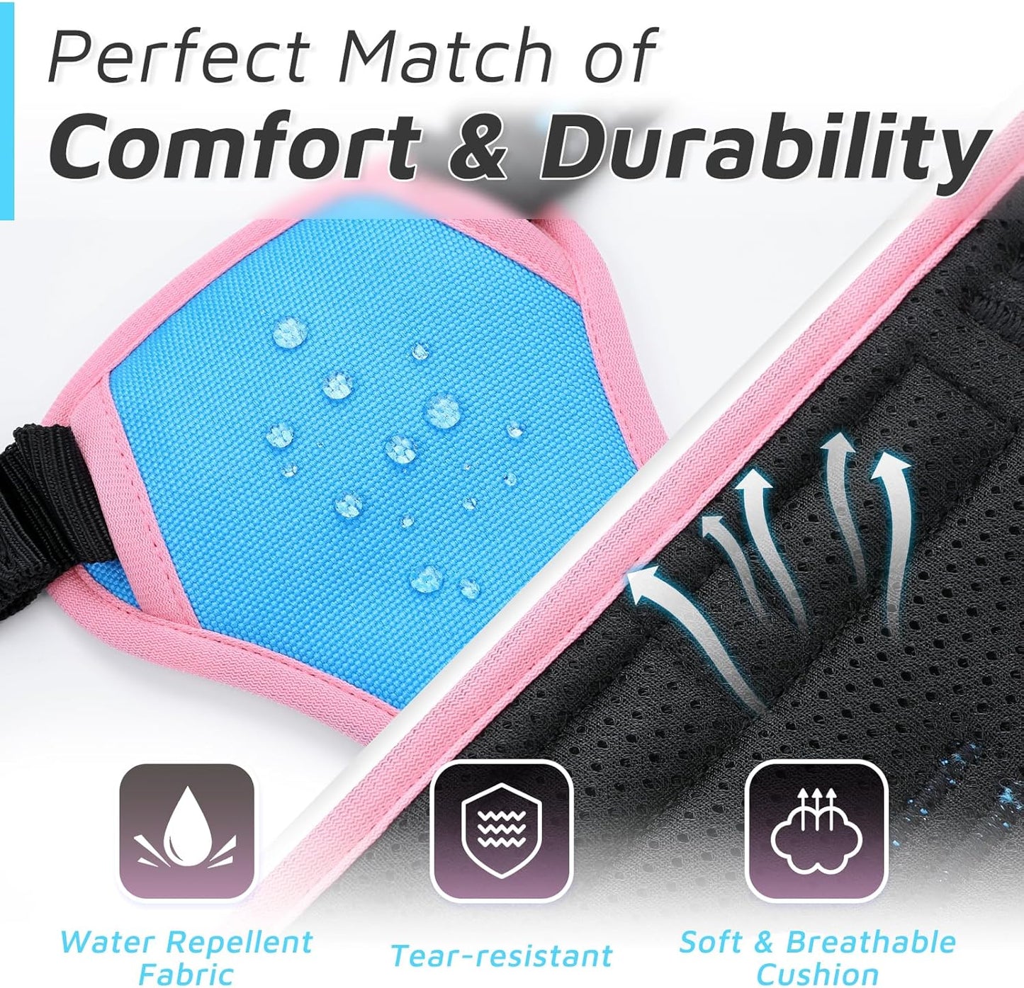 Eagloo Dog Harness for Large Dogs, No Pull Service Vest with Reflective Strips and Control Handle, Adjustable and Comfortable for Walking, No Choke Harness with 2 Metal Rings, Pink & Blue, M