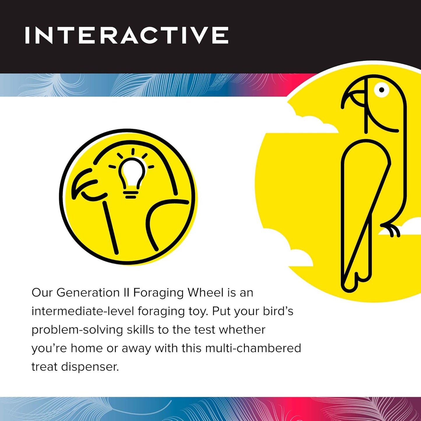 Featherland Paradise - Creative Foraging Systems Bird Cage Feeder (Gen II) - Extra Large- Intermediate Level Foraging Wheel - Interactive Bird Feeder for Large Birds